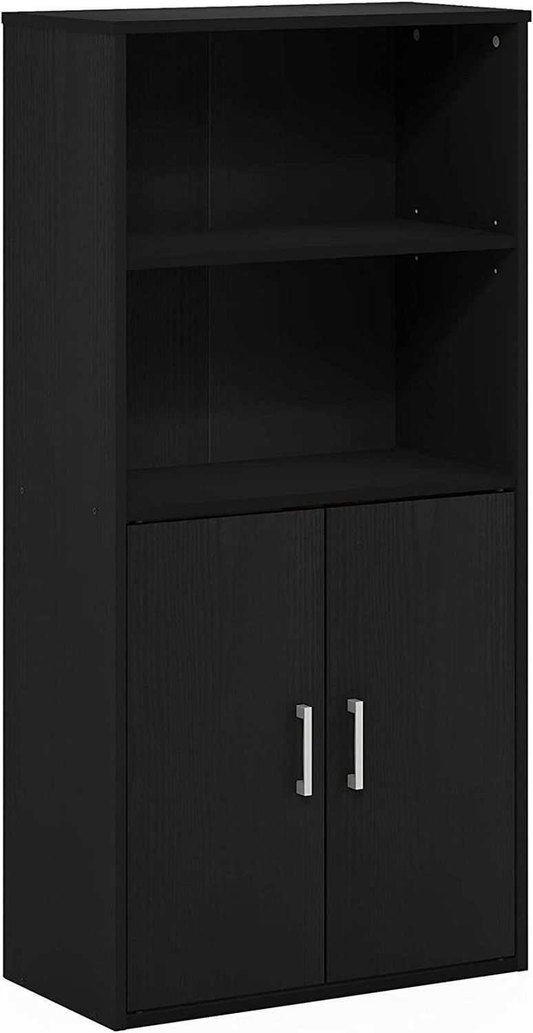 Pasir 4-Tier Storage Bookcase, Bookshelf, Multipurpose Shelf, Black Oak