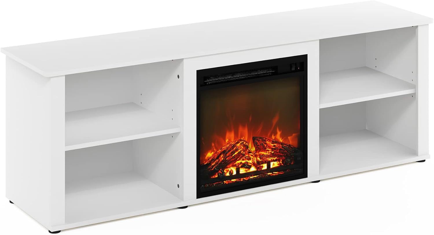 Classic 70 Inch TV Stand with Fireplace, Solid White
