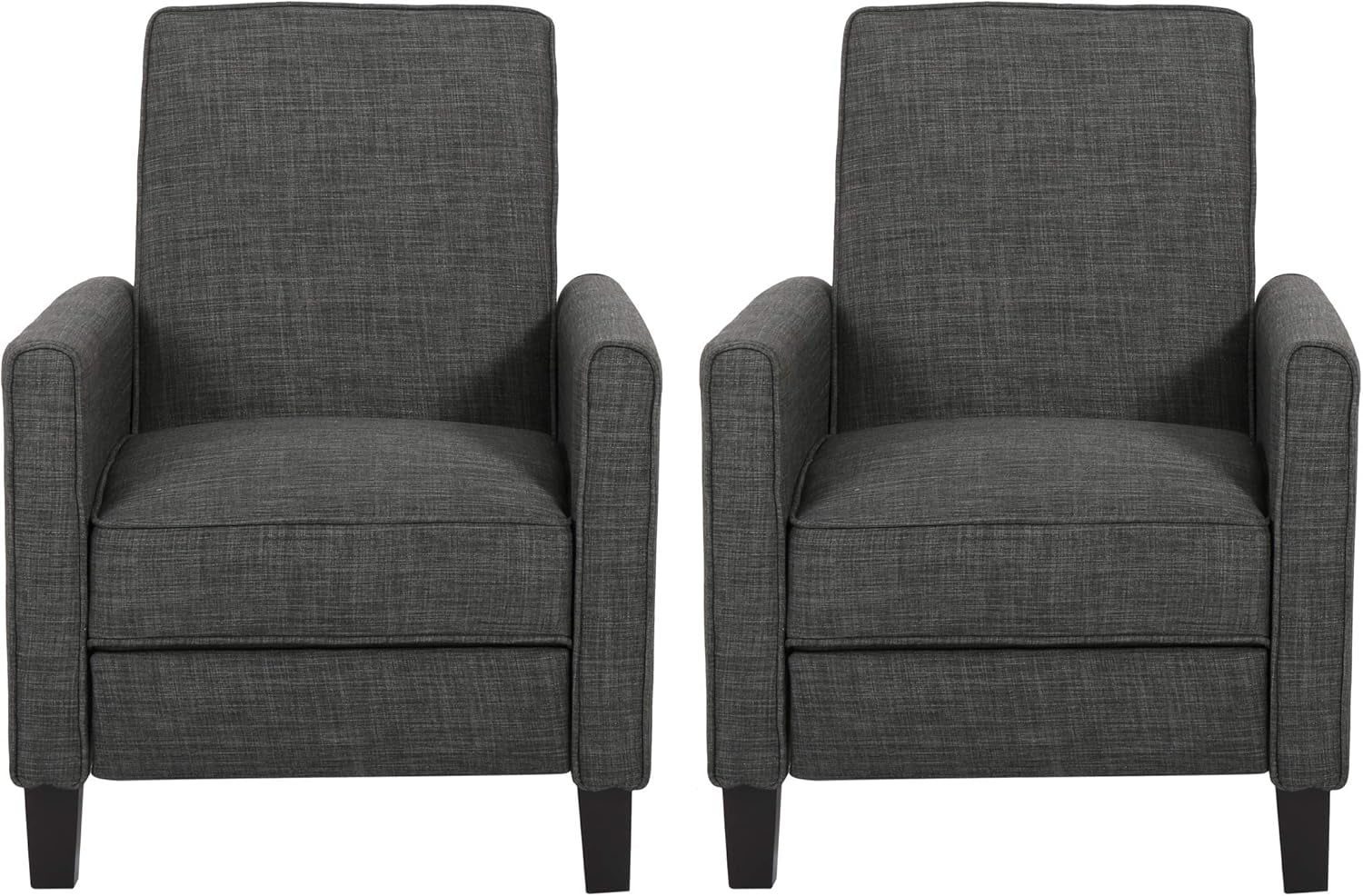 Emmie Fabric Recliner (Set of 2), Moss Gray, Dark Brown