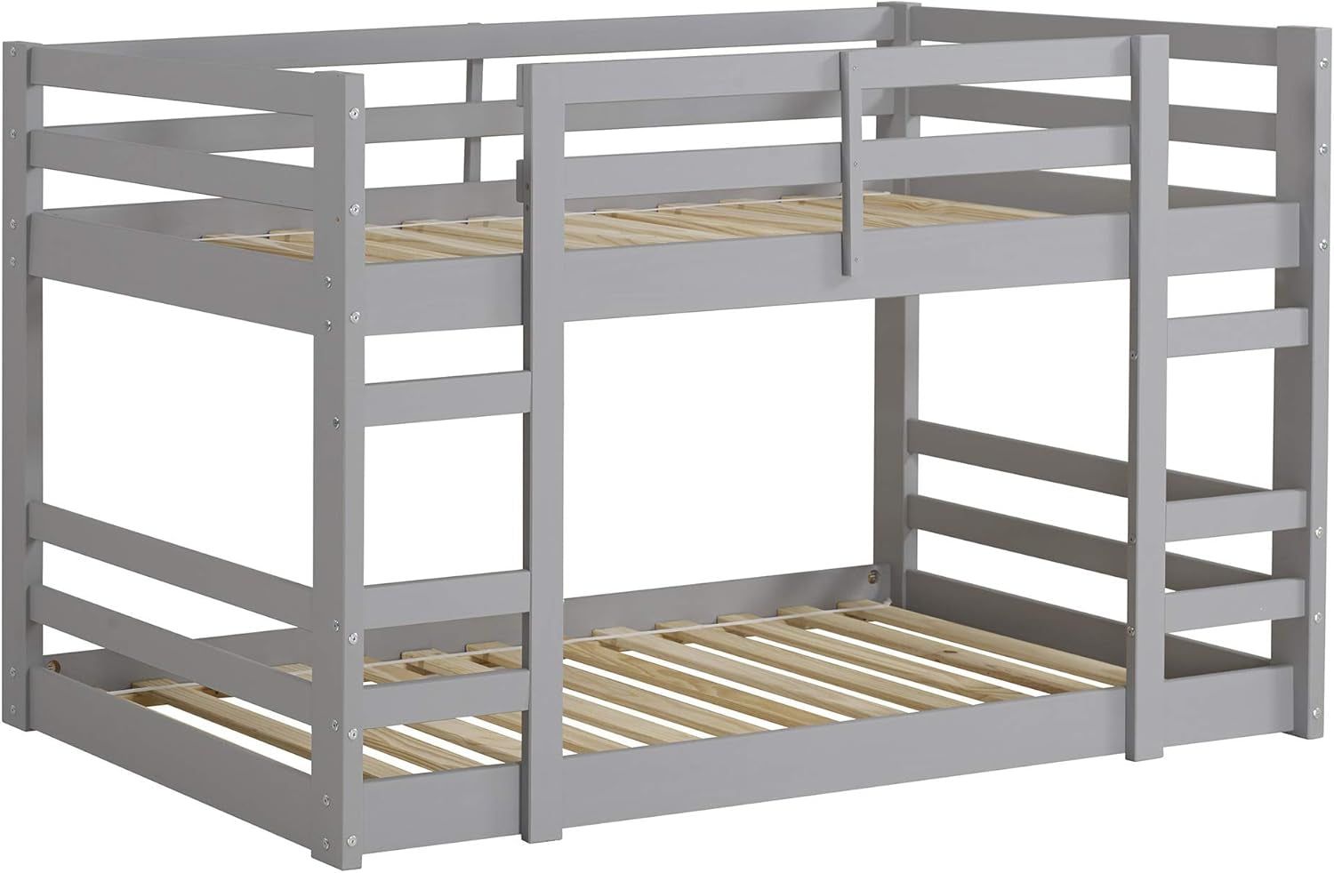 Alexander Classic Solid Wood Stackable Jr Twin over Twin Bunk Bed, Twin over Twin, Grey
