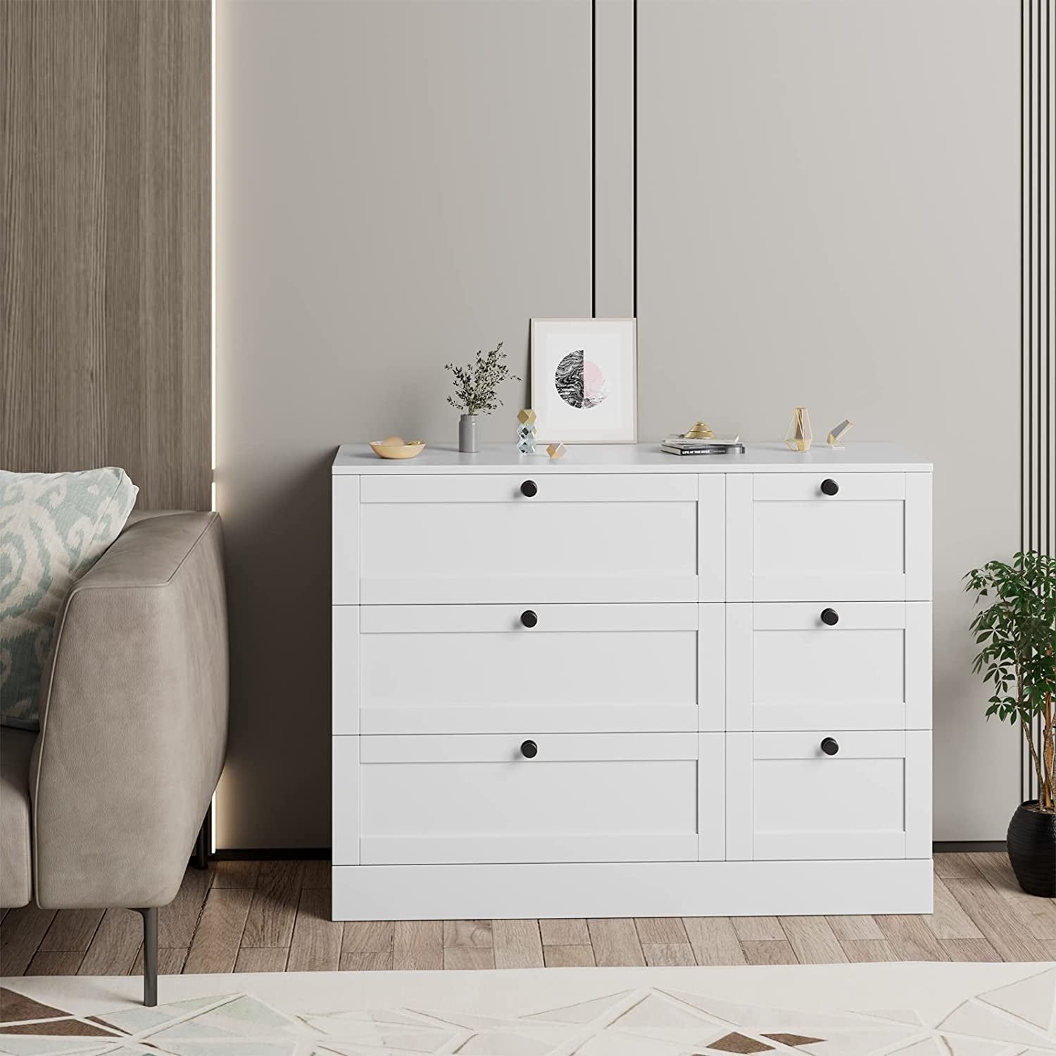 Modern White 6 Drawer Chest of Drawers