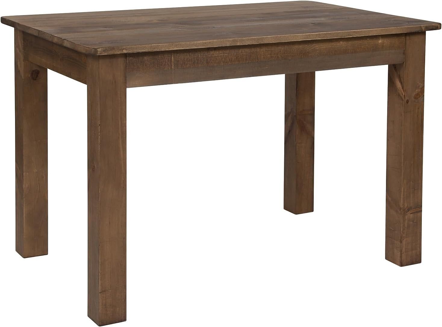 HERCULES 46&quot; X 30&quot; Rectangular Antique Rustic Solid Pine Farm Dining Table