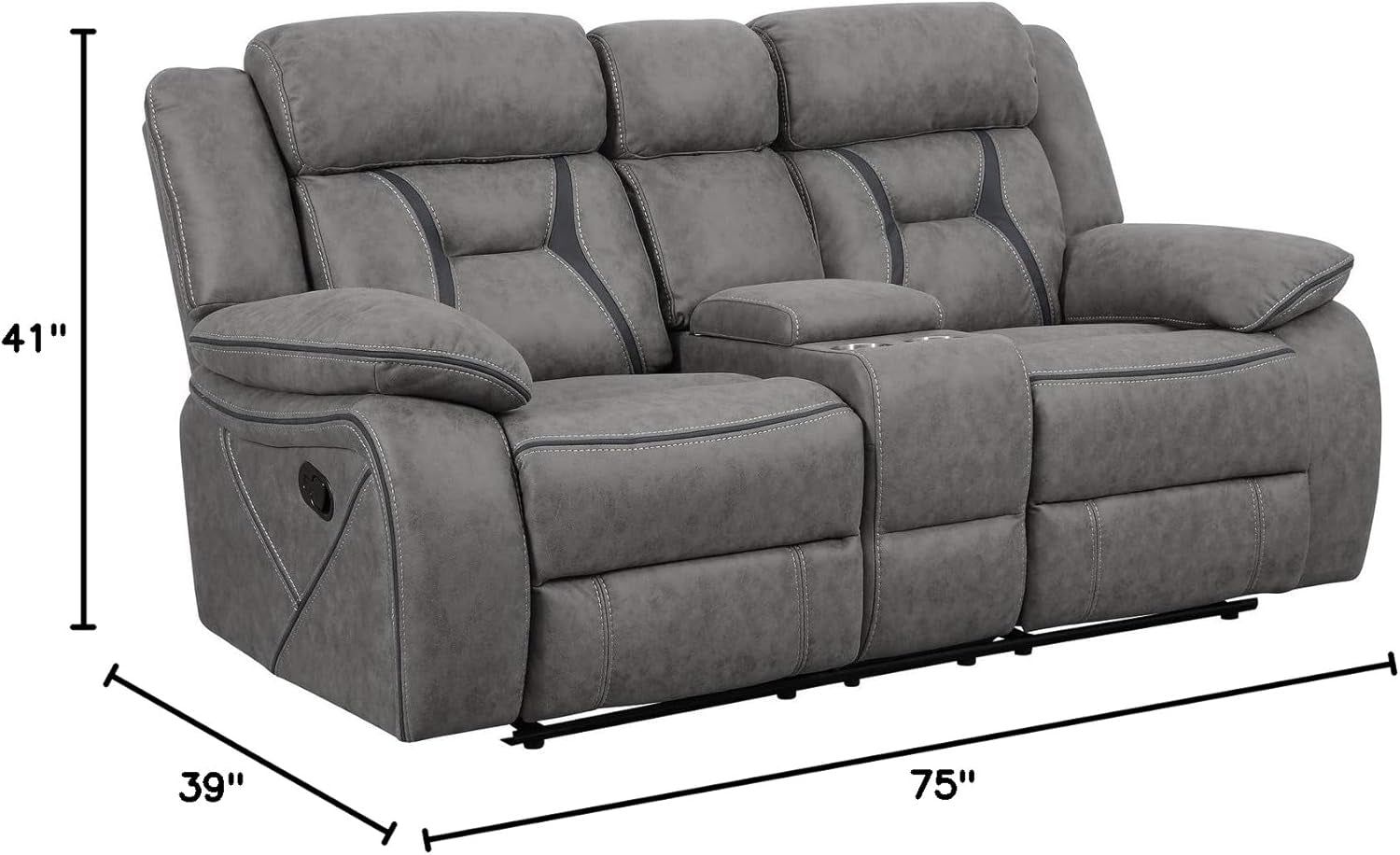 Gray Loveseat with Cup Holder - Houston rana