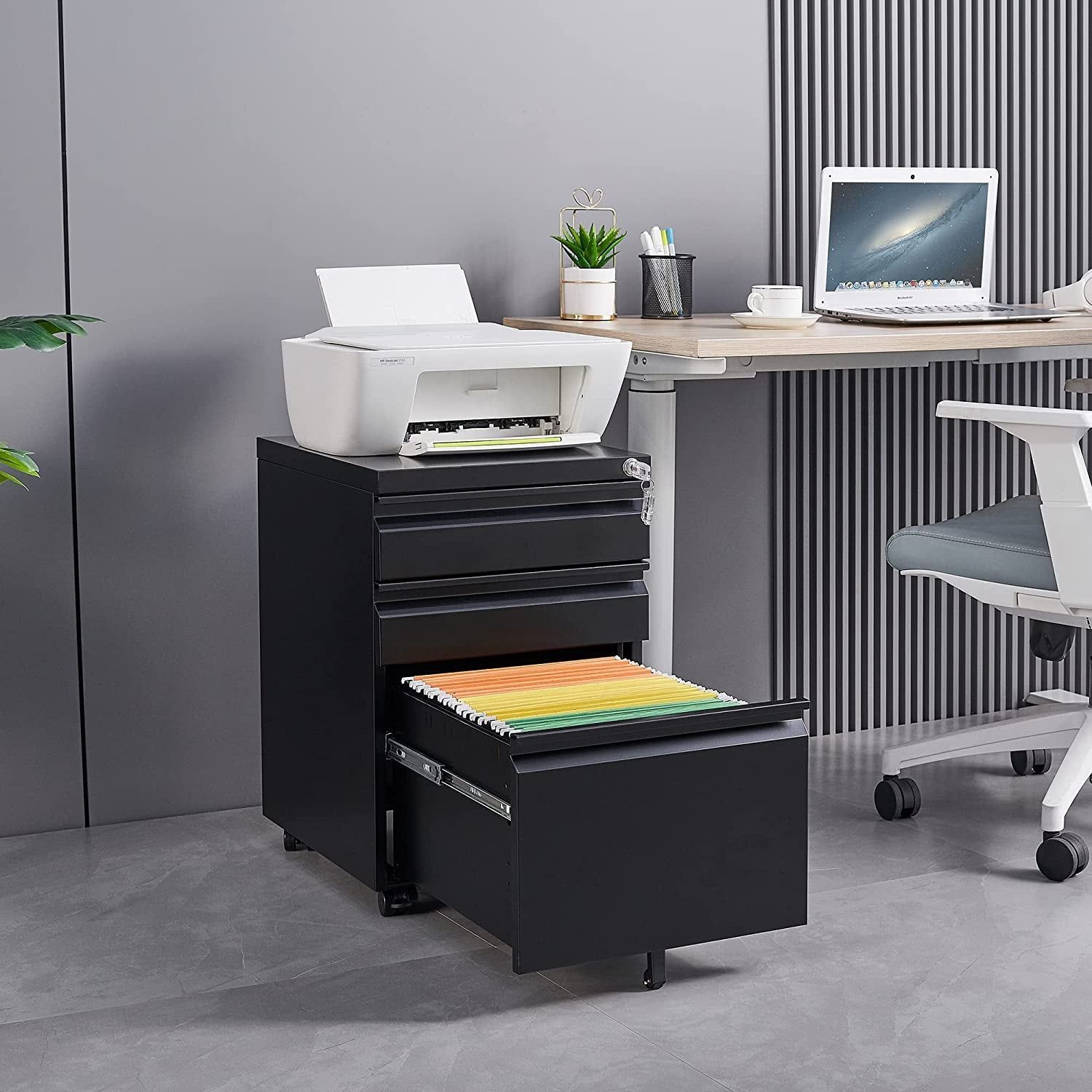 Mobile File Cabinet with Lock and Wheels