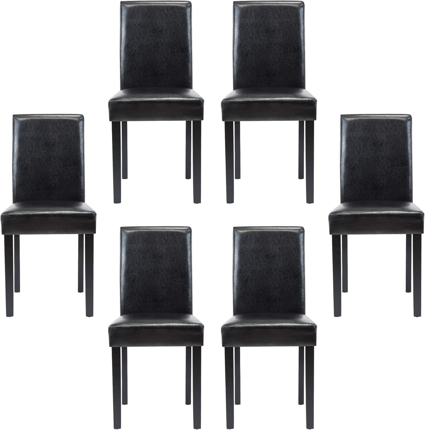 Modern PU Upholstered Dining Chairs Elegant Design Dining Room Chairs (Black Set of 6)