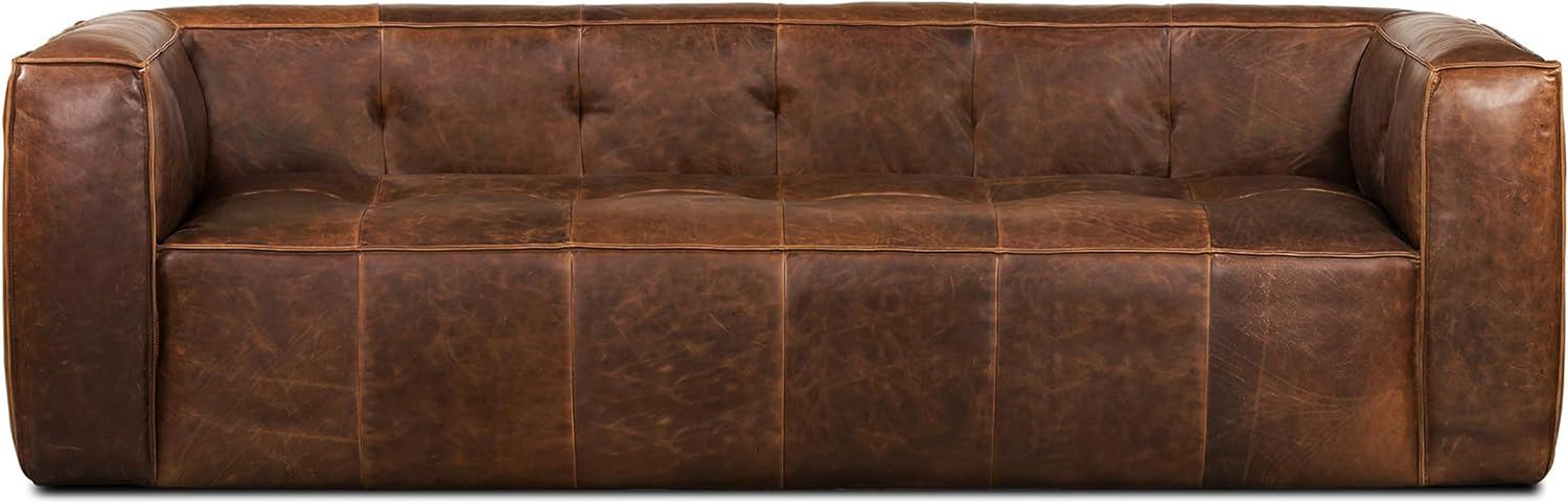 Capa Sofa in Full-Grain Semi-Aniline Italian Tanned Leather in Chocolate Brown