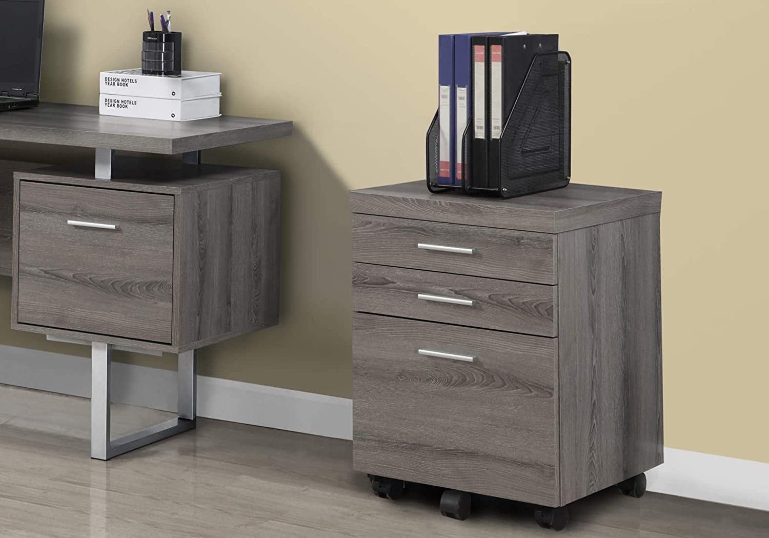 Dark Taupe 3-Drawer Filing Cabinet