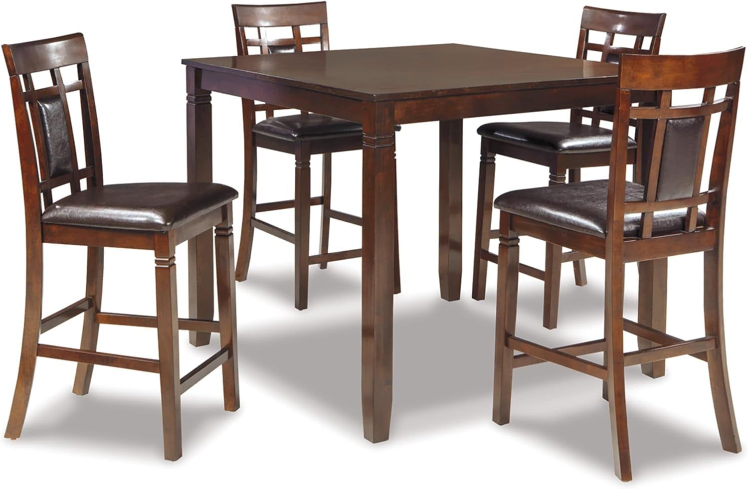 Bennox 5 Piece Counter Height Dining Set, Includes Table &amp; 4 Barstools, Brown