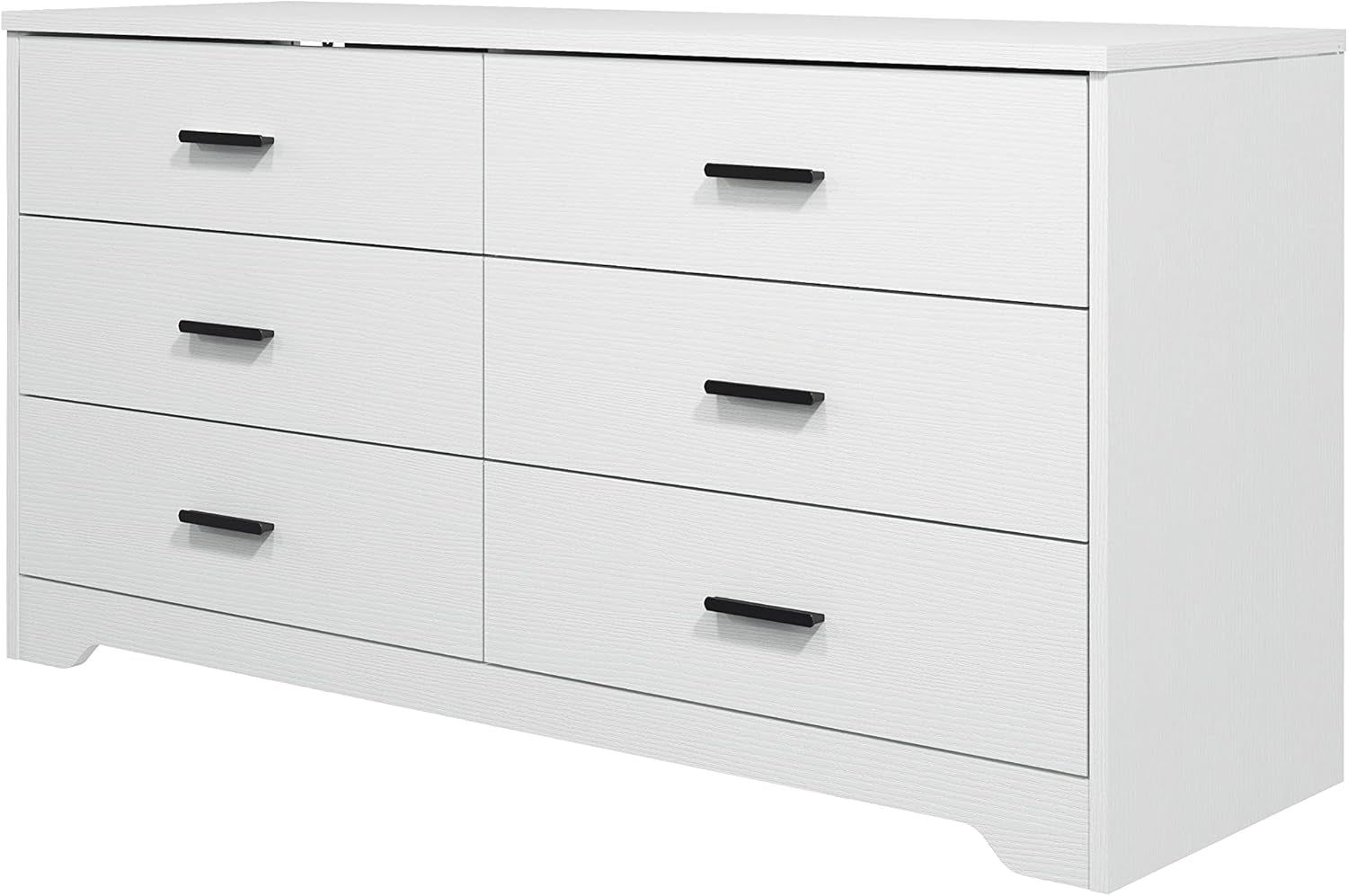 Wooden 5/6 Drawer Dresser, Wide Modern Chest of Drawers, Organizer with Storage Drawers for Living Room Bedroom Hallway Closet (White, 6 Drawers)
