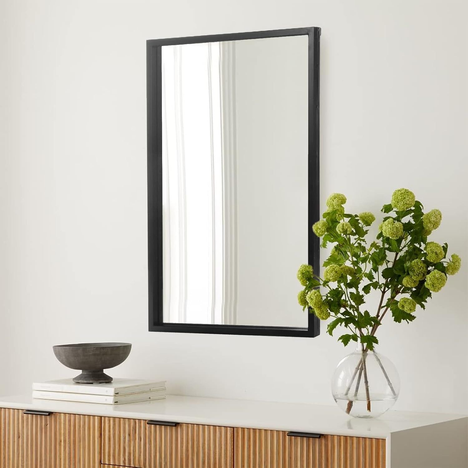 22&quot; X 36&quot; Rectangle Wall Mirror with Metal Frame for Bathroom Bedroom Vanity Vertical or Horizontal Hanging, Black