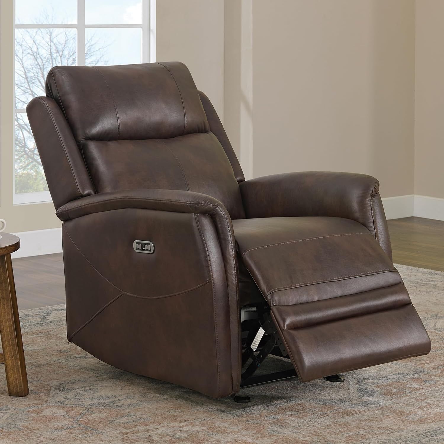 Leather Recliner Chair Faux Power Reclining Sofa Lazy Boy Electric Glider Rocking Function with Armrest USB &amp; Type-C Ports for Living Room Bedroom Home Theater Seating