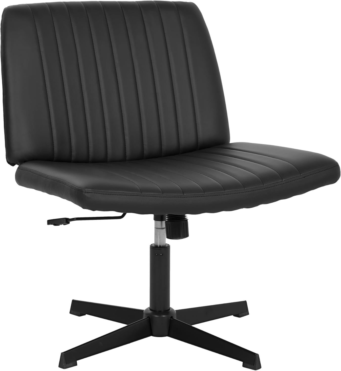 Criss Cross Chair Armless Cross Legged Office Desk Chair Adjustable Swivel Ergonomic Gaming Chair No Wheels Backrest with Wide Seat Native Sponge Computer Task Vanity Chair for Home Office,Black