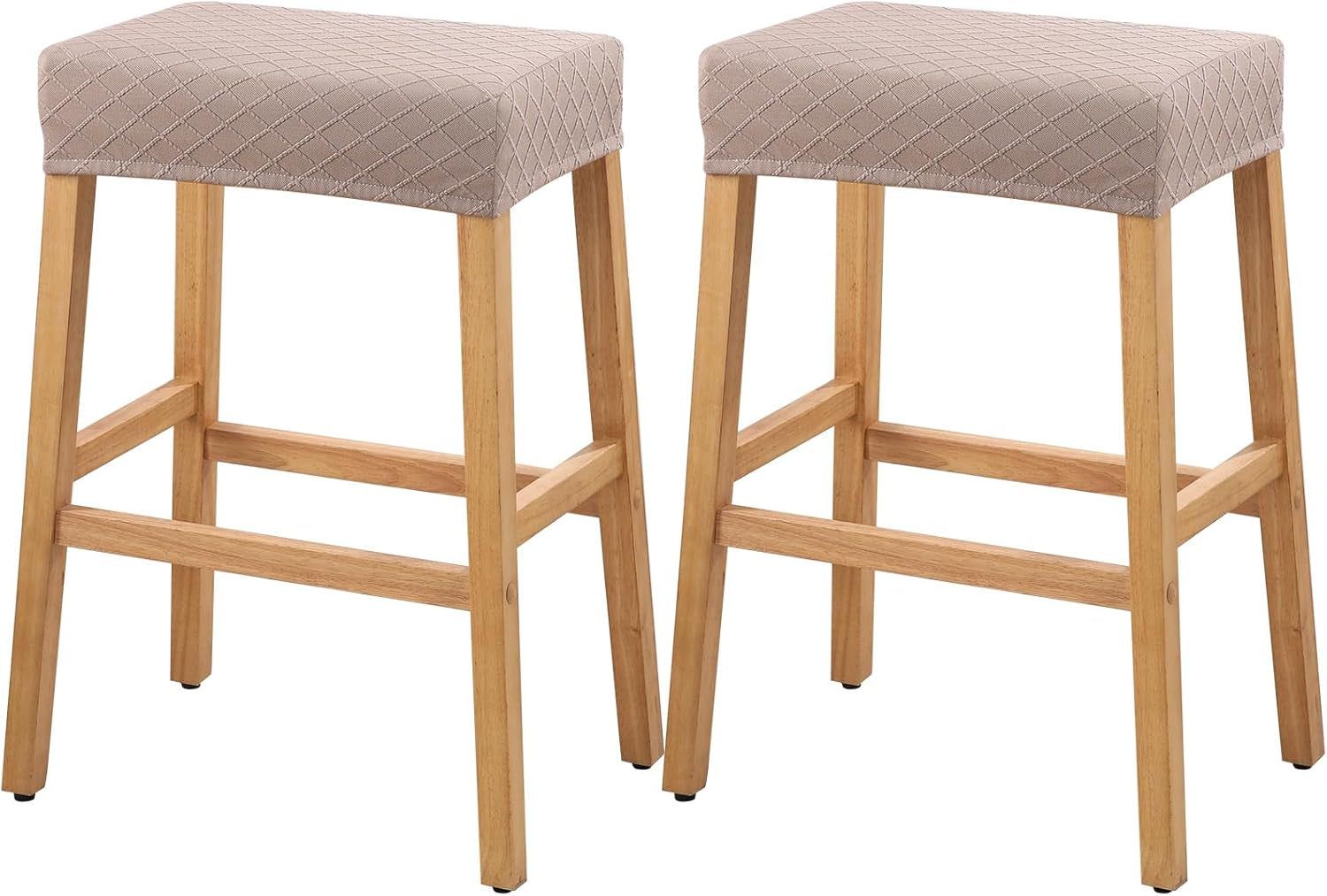 Stool Covers Rectangle - 2 Pack Stretch Waterproof Saddle Seat Cover Counter Bar Stools Bar Chairs Covers Kitchen Island Chairs Cushion Protector