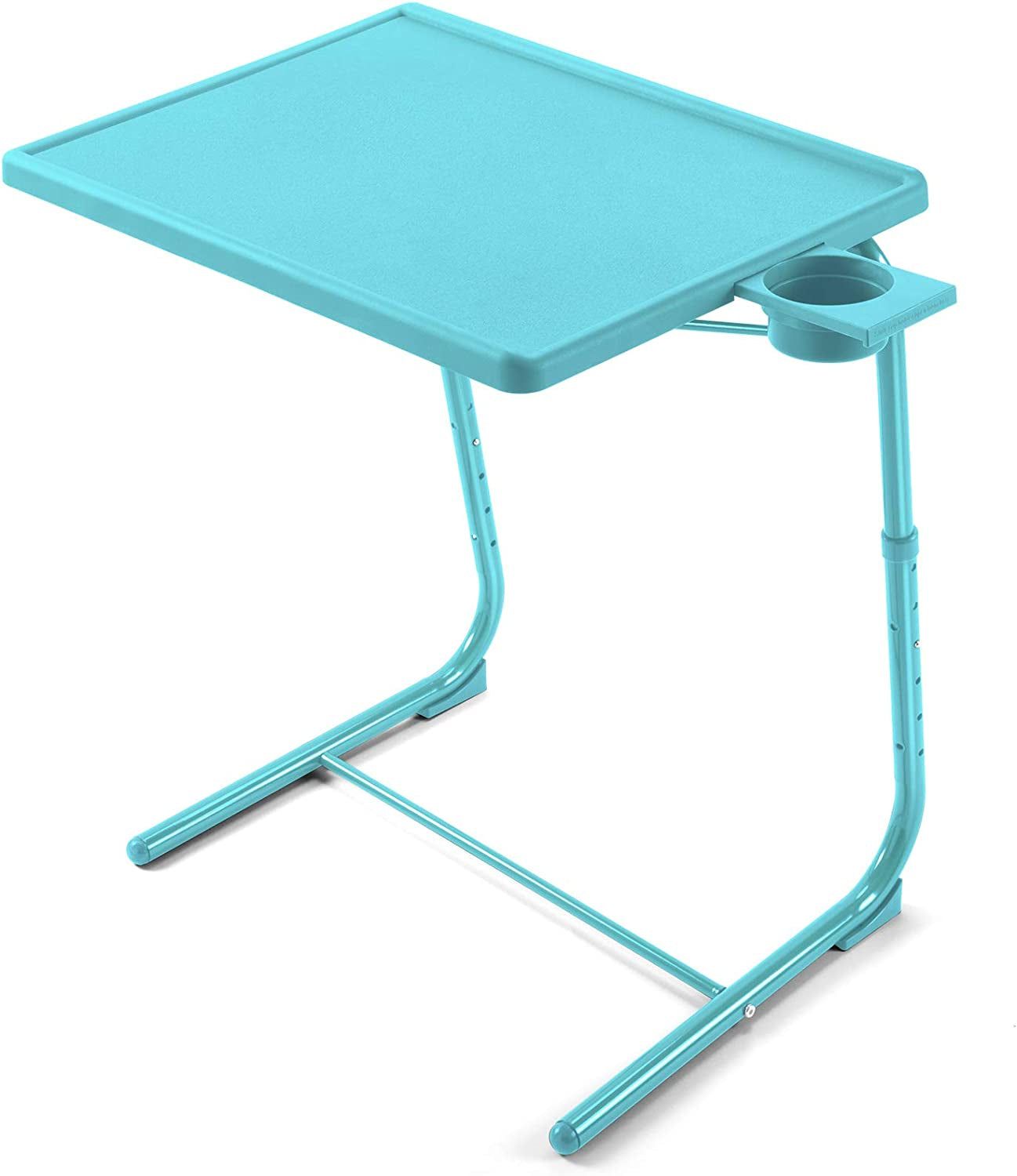 Adjustable TV Tray Table - TV Dinner Tray on Bed &amp; Sofa, Comfortable Folding Table with 6 Height &amp; 3 Tilt Angle Adjustments (Azure)