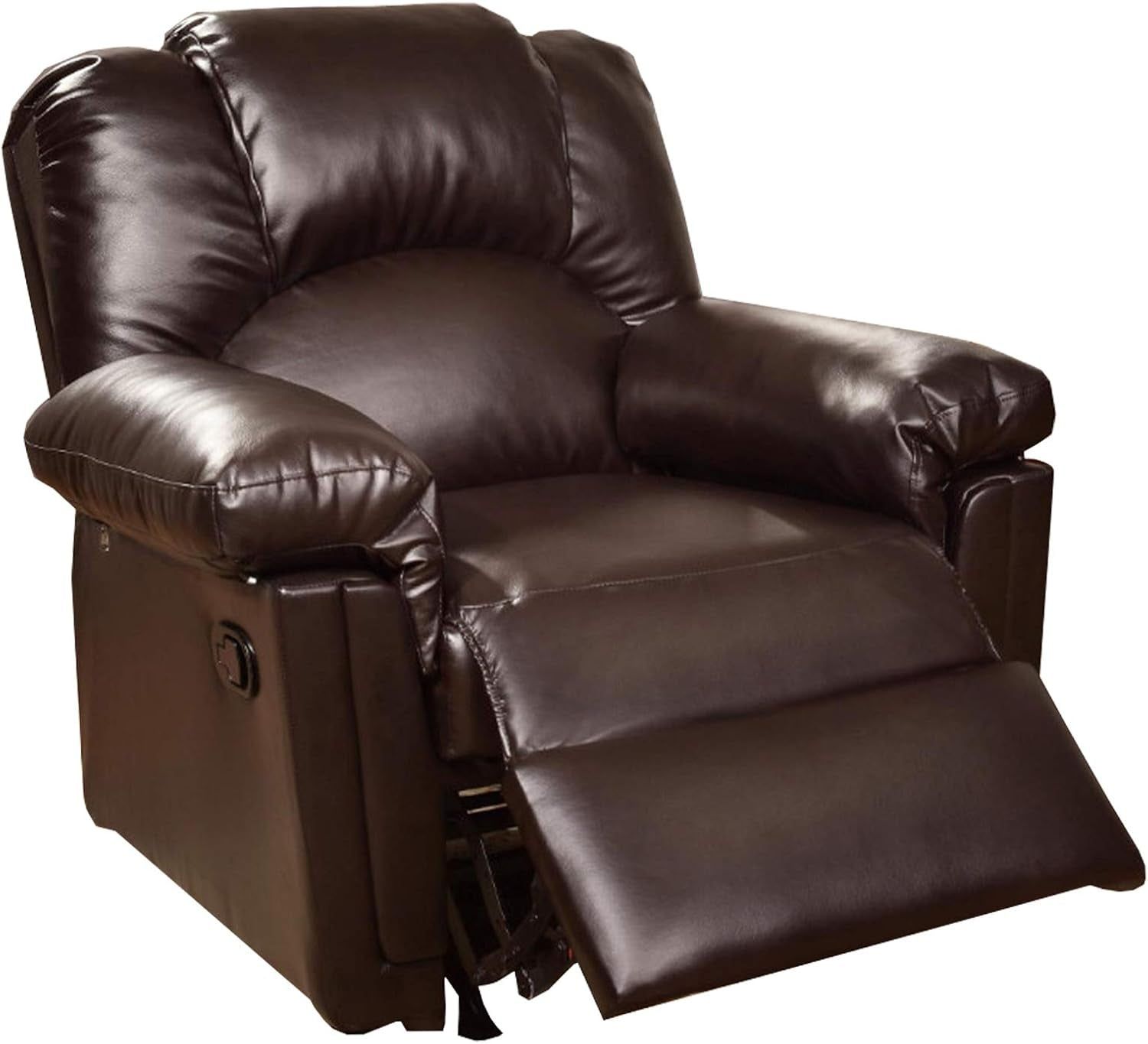 BM171425 41 X 35 X 35 In. Bonded Leather Rocker &amp; Recliner Brown