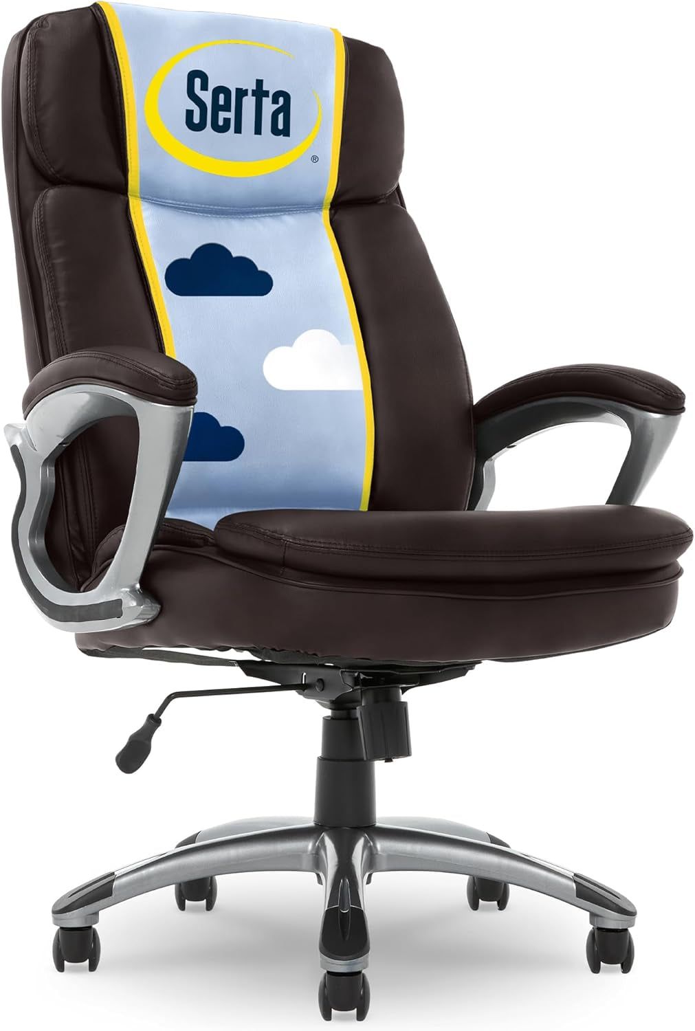 Fairbanks Big and Tall High Back Executive Office Chair, Ergonomic Gaming Computer Chair with Layered Body Pillows, Contoured Lumbar Zone, Brown