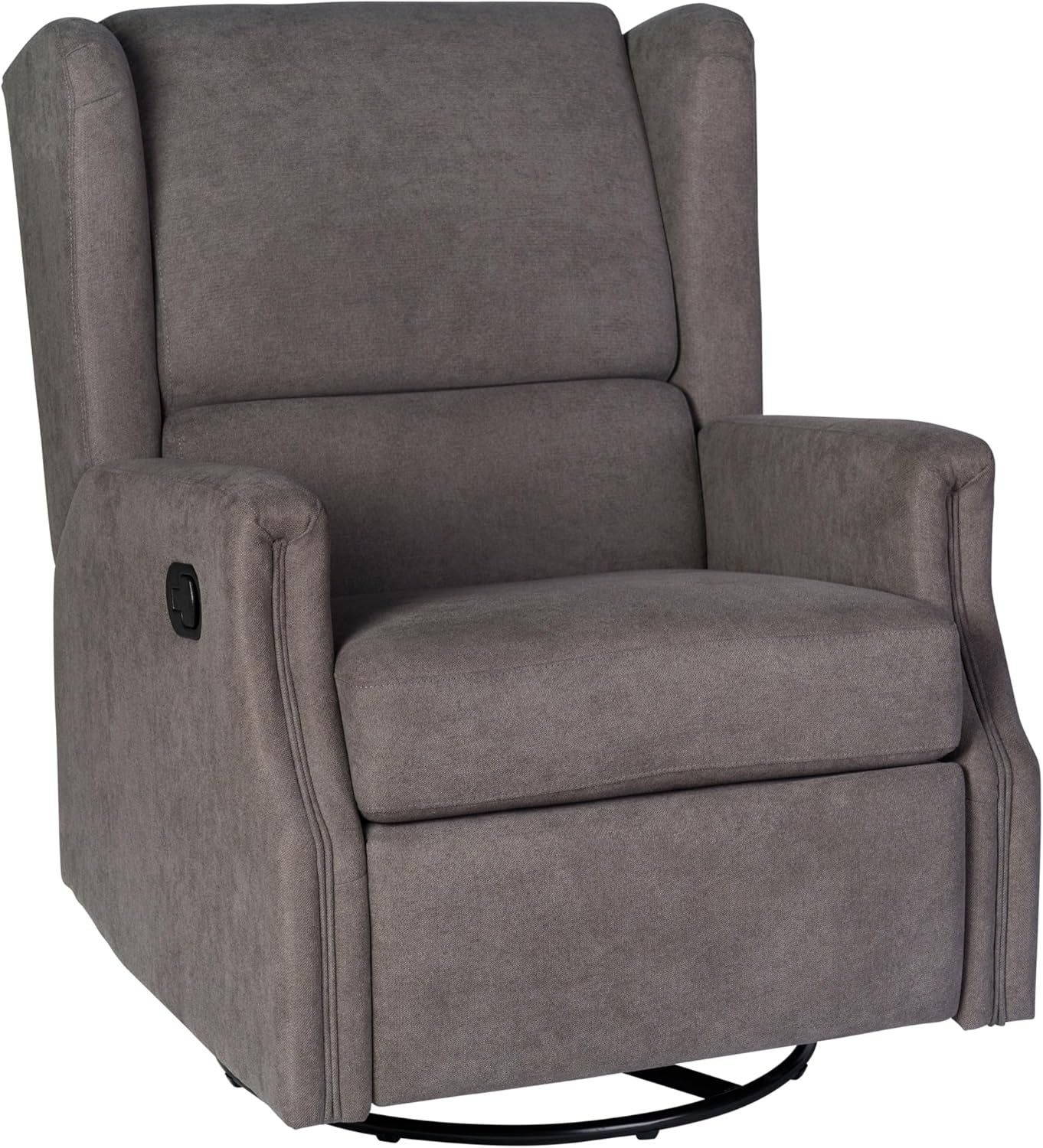 Omma Swivel Glider Rocking Recliner, Manual Wingback Recliner with 360 Degree Swivel, for Living Room, Bedroom, or Nursery, Upholstered, Dark Gray