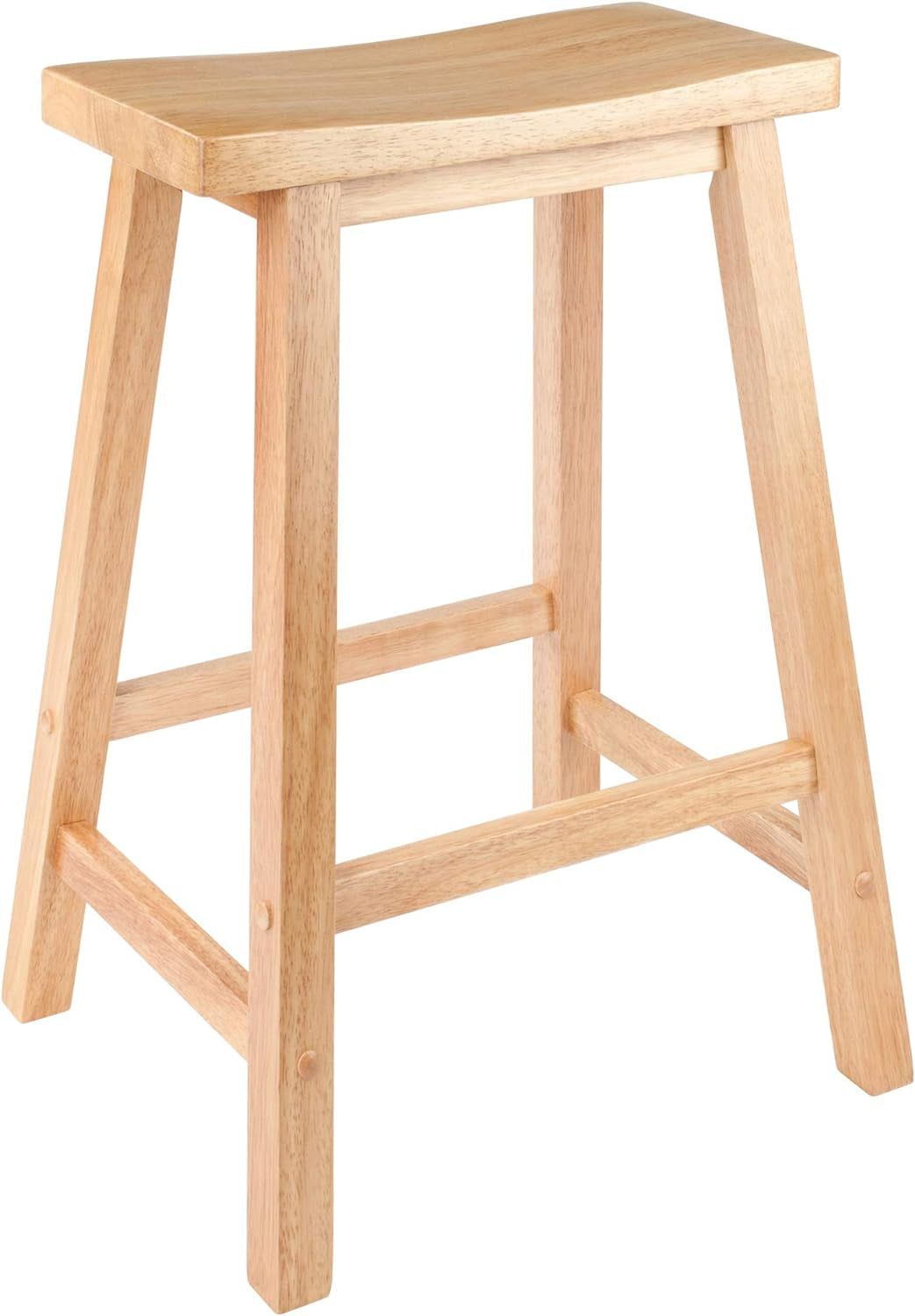 Satori Saddle Seat Counter Stool, 24-Inch, Natural Finish, Solid Wood, Transitional Style