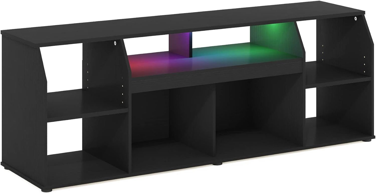 Jaya TV Stand for up to 65 Inch TV, Gaming Enterteinment Center with LED Lights, Living Room Media Console Table, Americano