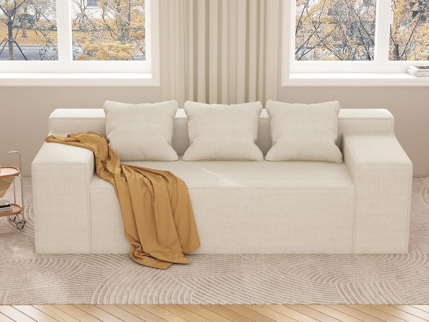 Comfy Modern 3-Seater Sofa with Pillows, No Assembly