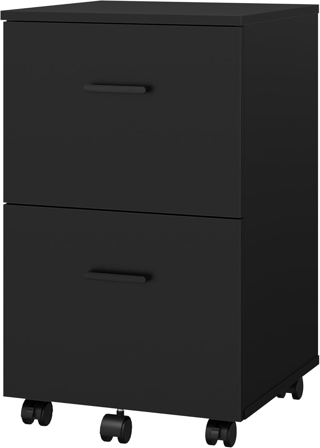 2 Drawer Mobile File Cabinet, Wood Rolling Filing Cabinet Printer Stand under Desk Storage Organizer Fits Letter Size File Folders for Home Office (Black)