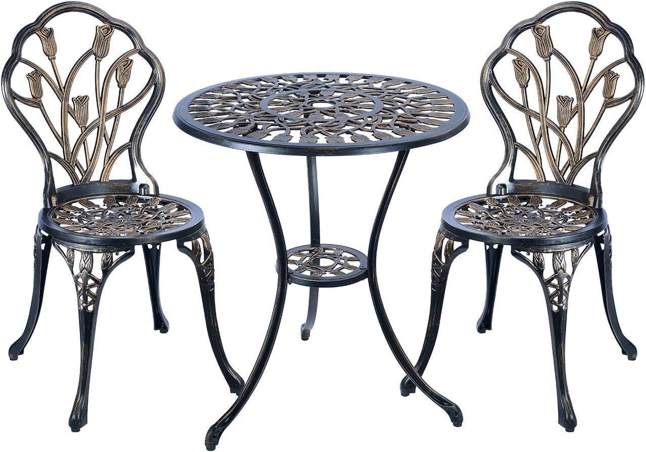 3 Piece Patio Set Antique Copper Tulip