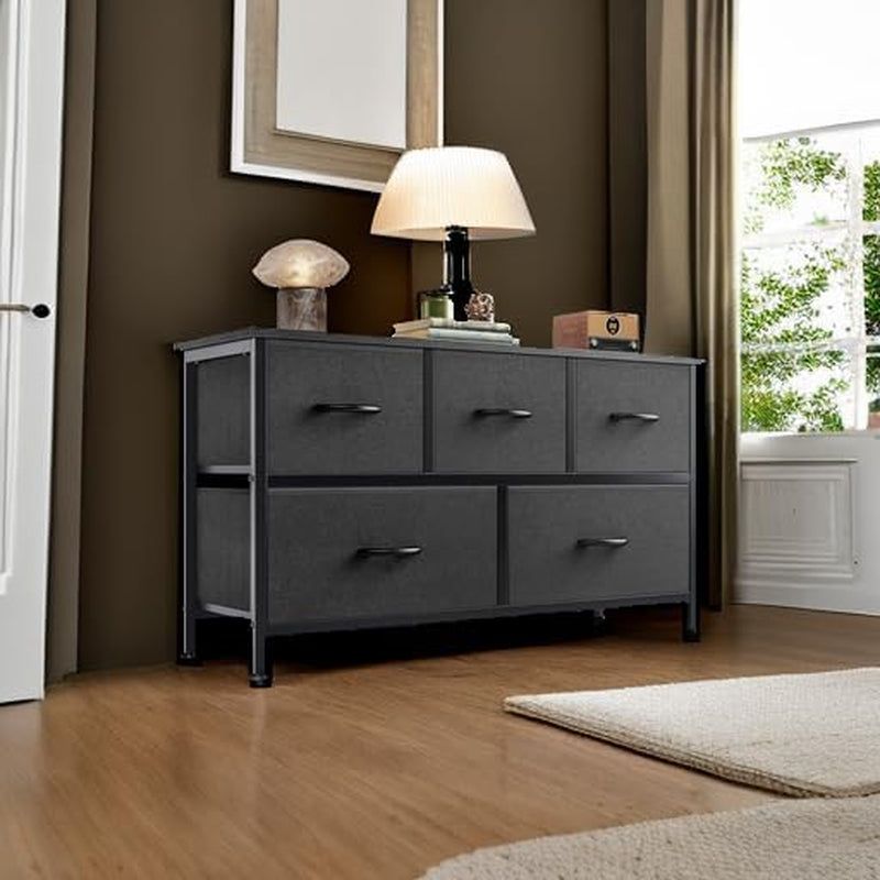 5 Drawer Fabric Dresser Organizer with Wood Top