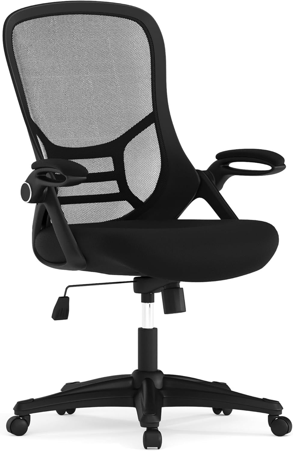 Porter High Back Black Mesh Ergonomic Swivel Office Chair with Black Frame and Flip-Up Arms