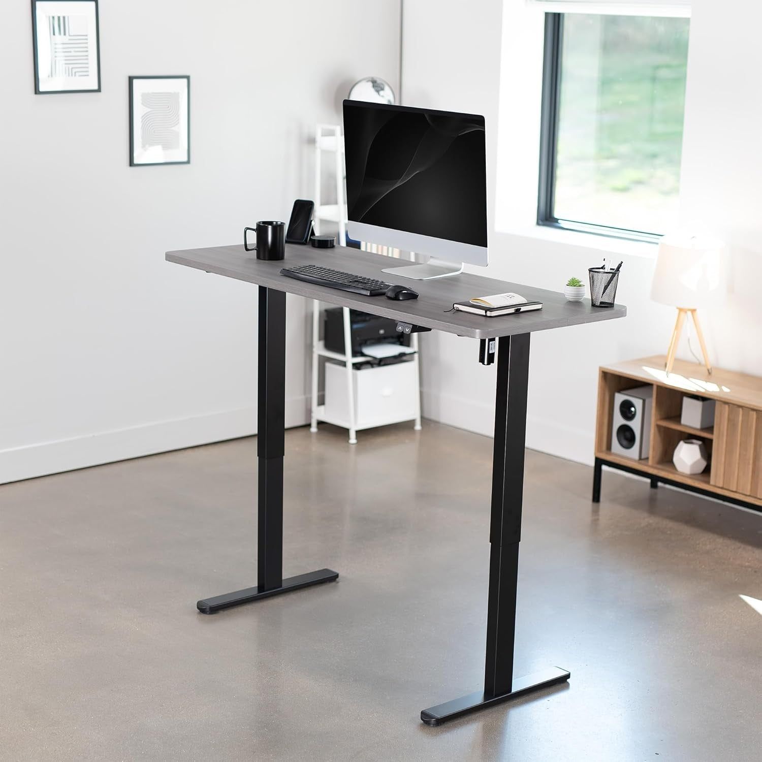 60 Inch Gray Electric Stand Up Desk