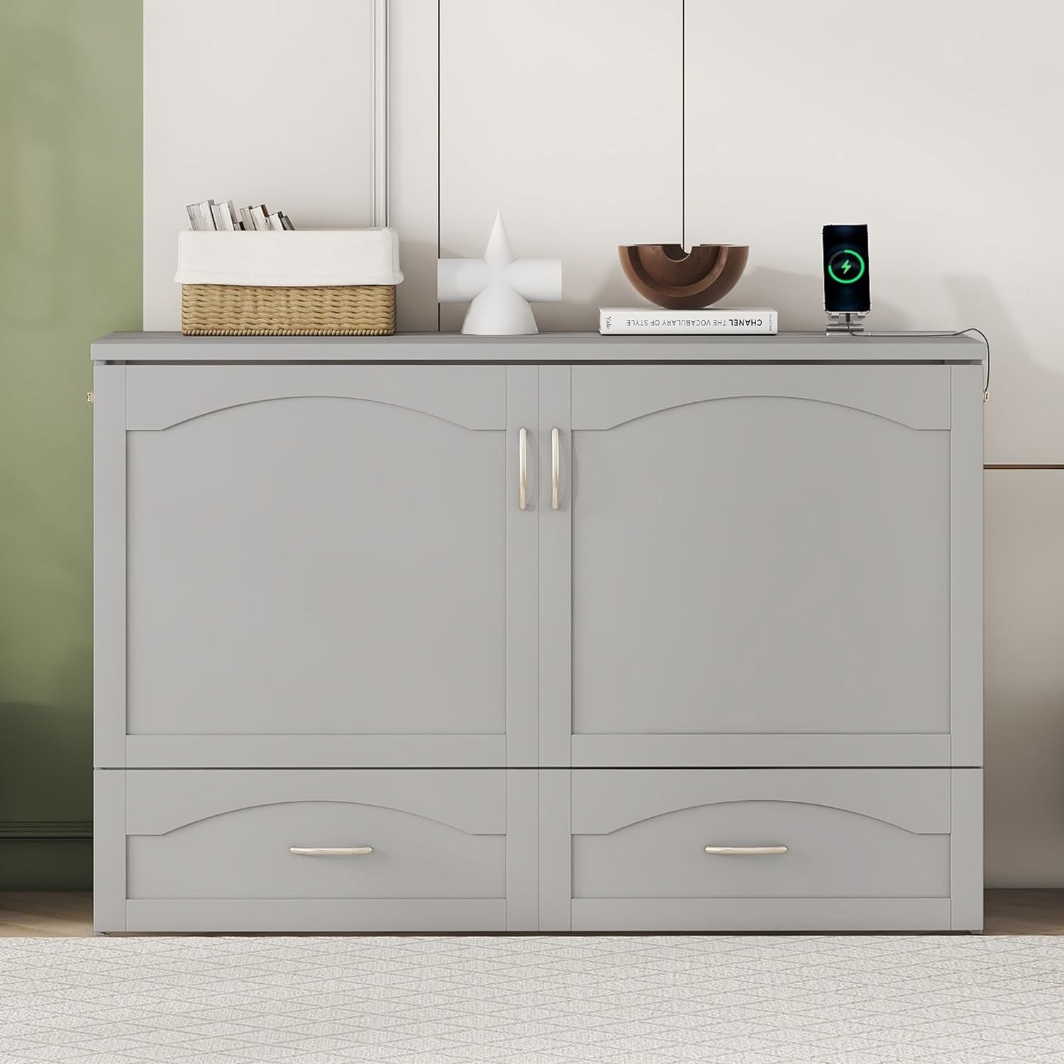 Queen Size Murphy Bed with Closet and Drawers