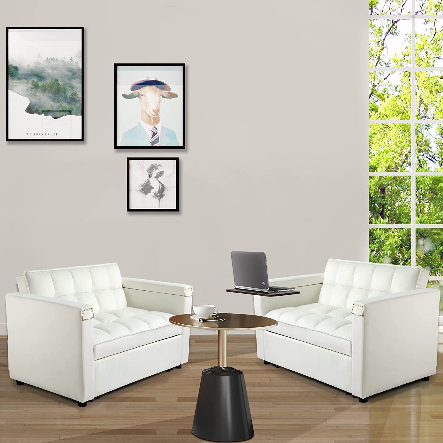 Multi-Functional Velvet Sleeper Sofa with Hidden Table