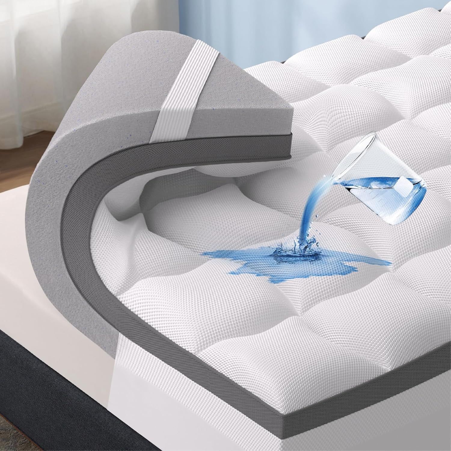 Dual Layer Gel Memory Foam Queen Mattress Topper
