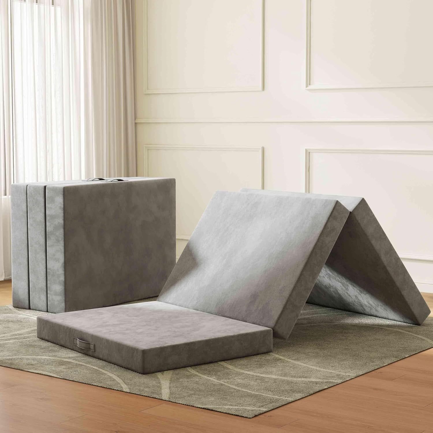 Tri-Fold Memory Foam Mattress for Travel and Guests