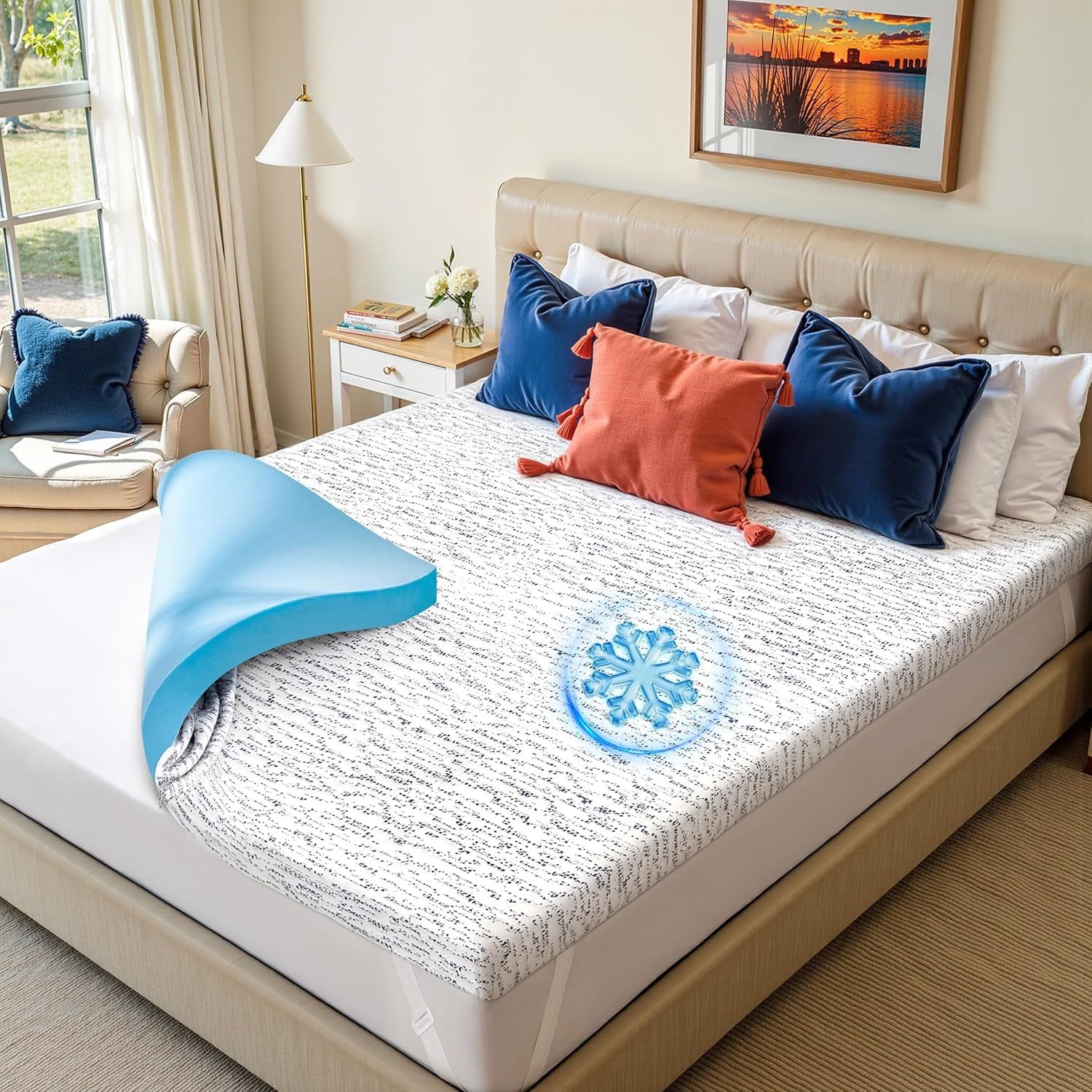 Cooling Memory Foam Mattress Topper for Hot Sleepers