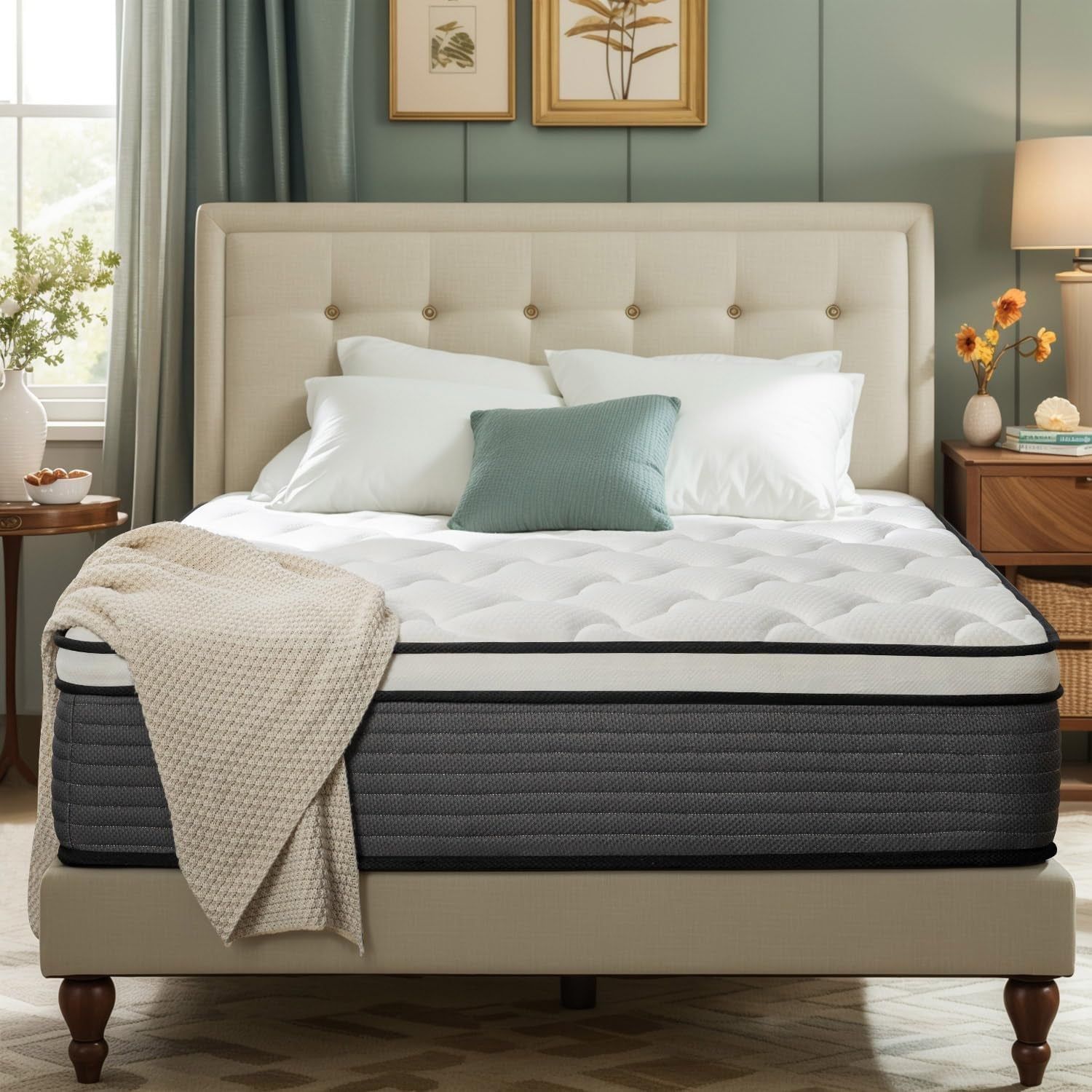12 Inch Pillow Top Hybrid Mattress for Comfort