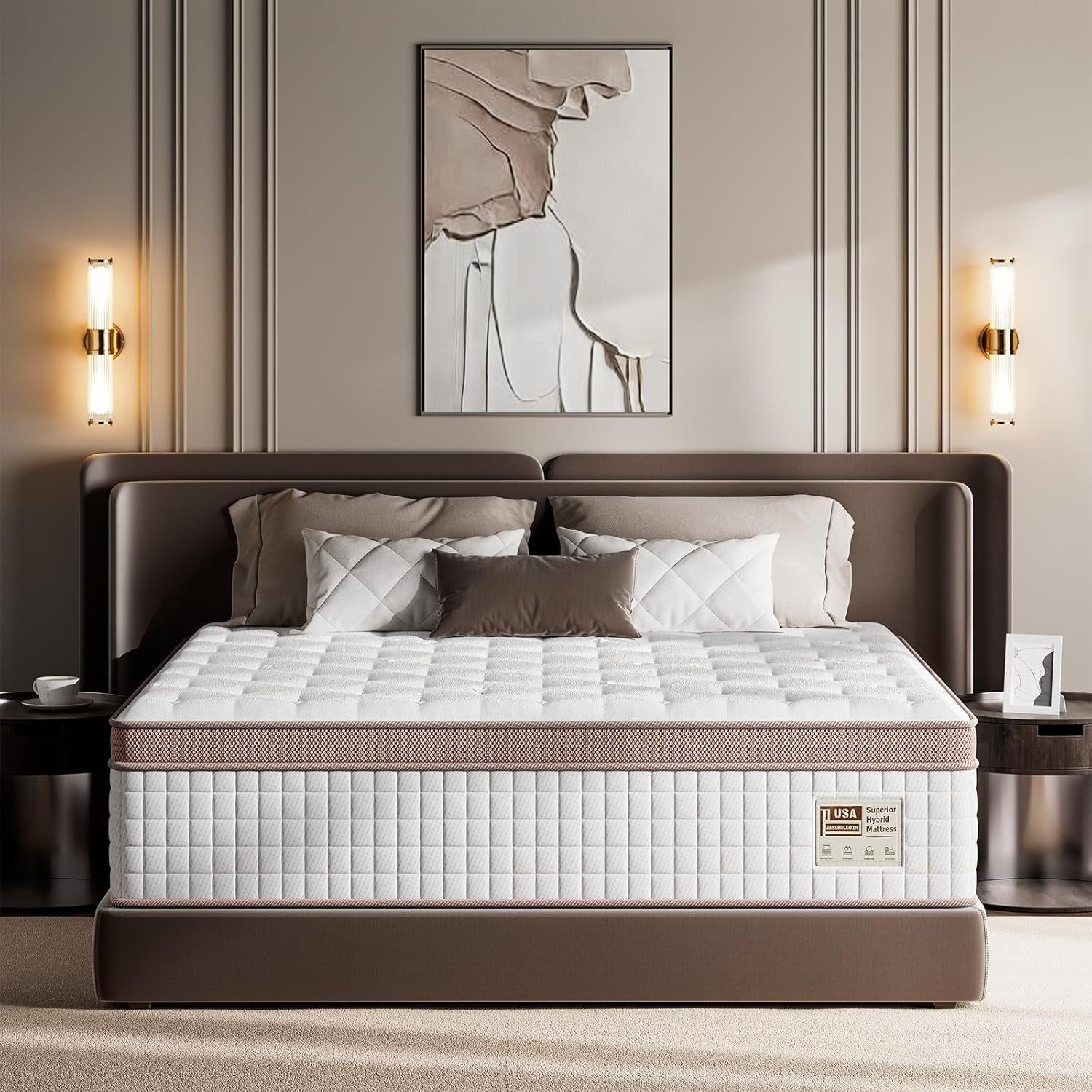 Comfortable 14 Inch Hybrid Queen Mattress for Sleep