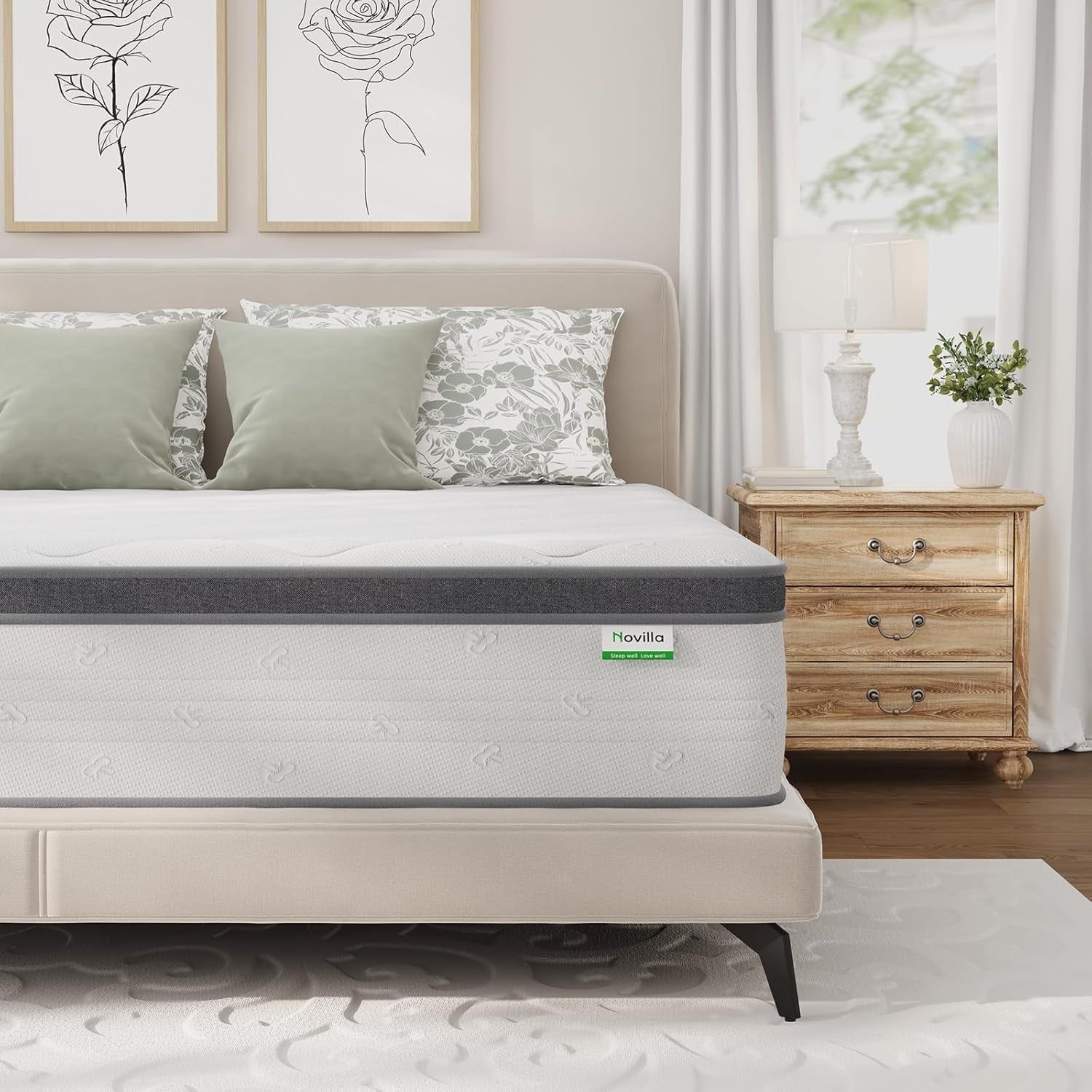 Queen Mattress 14 Inch, Queen Size Hybrid Mattress in a Box, Foam Pillowtop Mattresses for Body Supportive &amp; Pressure Relief, Soft Feel but Supportive