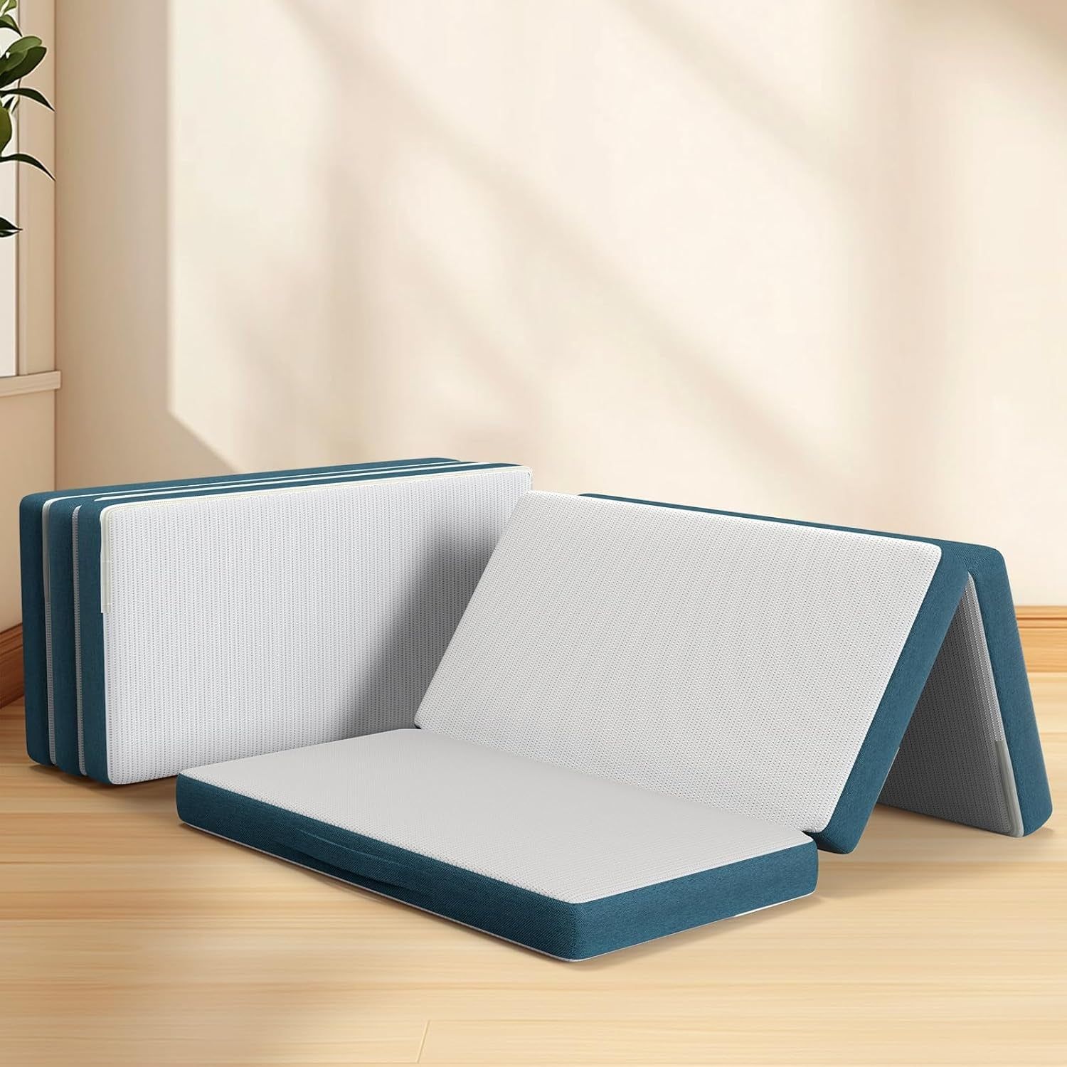 Foldable Mattress Full Size, 4 Inch Portable Memory Form Tri Folding Mattress with Collapsible, Washable Cover, Non-Slip Bottom for RV Travel, Camping, Guest, Yoga(75&quot;X54&quot;X4&quot;)