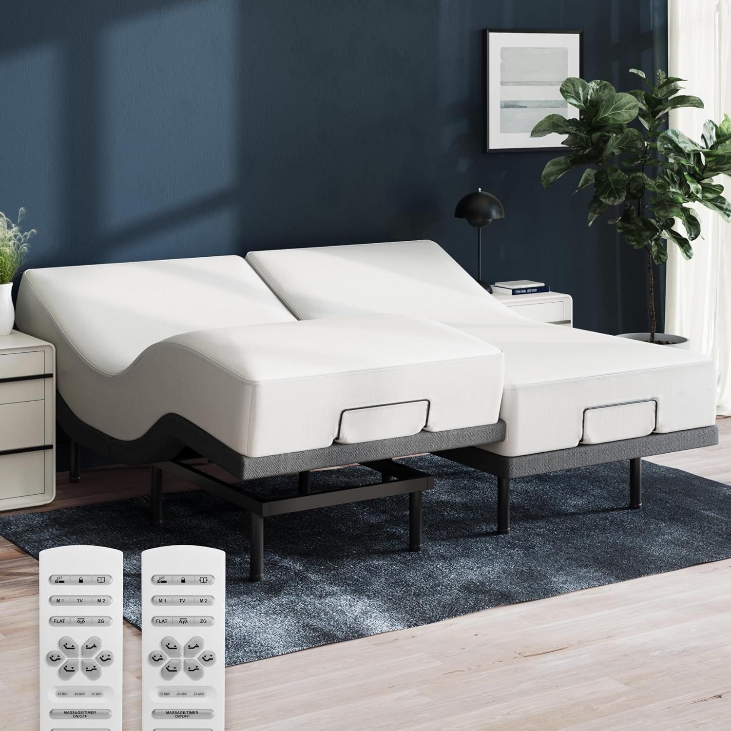 Twin XL Adjustable Base and 12” Mattress (New Version) - Head &amp; Foot Incline - Medium Firm Memory Foam - Cooling Top Layer - 3 Massage Settings - 365-Night Mattress Trial &amp; Forever Warranty