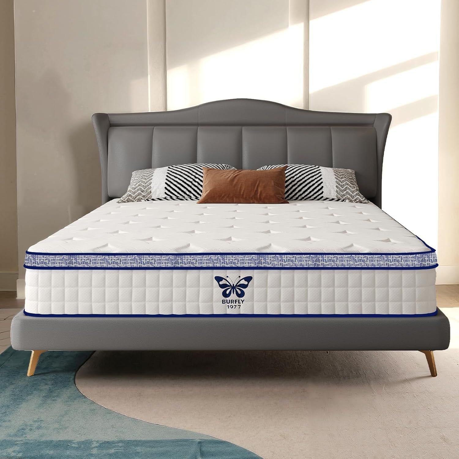 Queen Mattress, 12 Inch Gel Hybrid Mattress Individual Pocket Spring, Medium Firm Cooling Certipur-Us Certified for Back Pain Relief with 365-Night Trial (12 Inch, Queen)