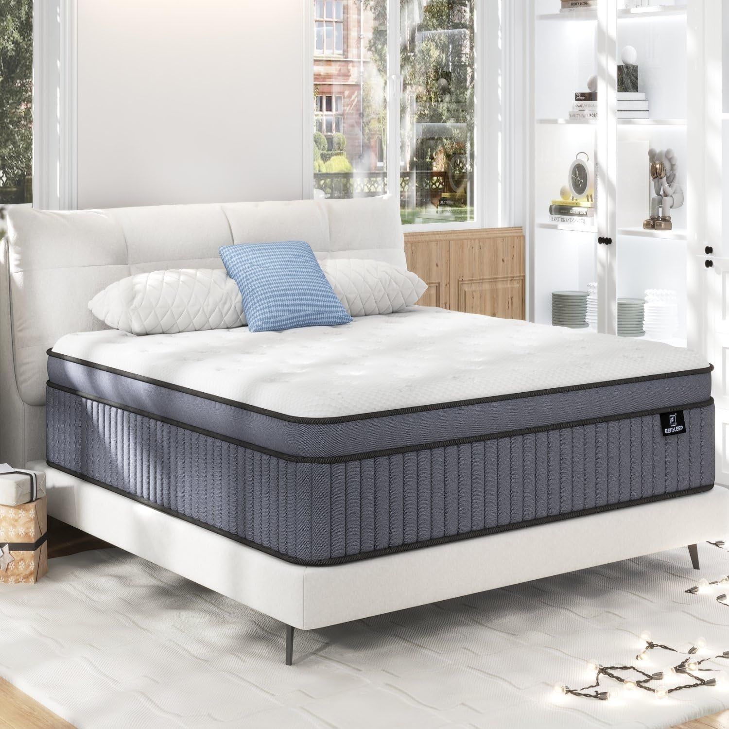 King Size Mattress [Upgraded Strengthen] 12 Inch Firm King Mattress in a Box, Hybrid Mattresses with Gel Memory Foam &amp; Independent Pocket Springs, Pressure Relief, Cooling, Strong Edge Support