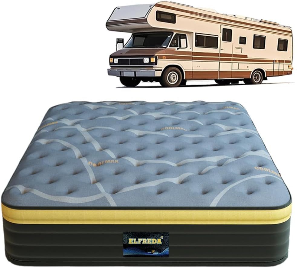 Short Queen Mattress, 12 Inch Pillow Top Pocket Spring Hybrid RV Mattress, Memory Foam Innersprings Medium Firm，Supportive Pressure Relief 74&#39;&#39;X60 Camper in a Bag