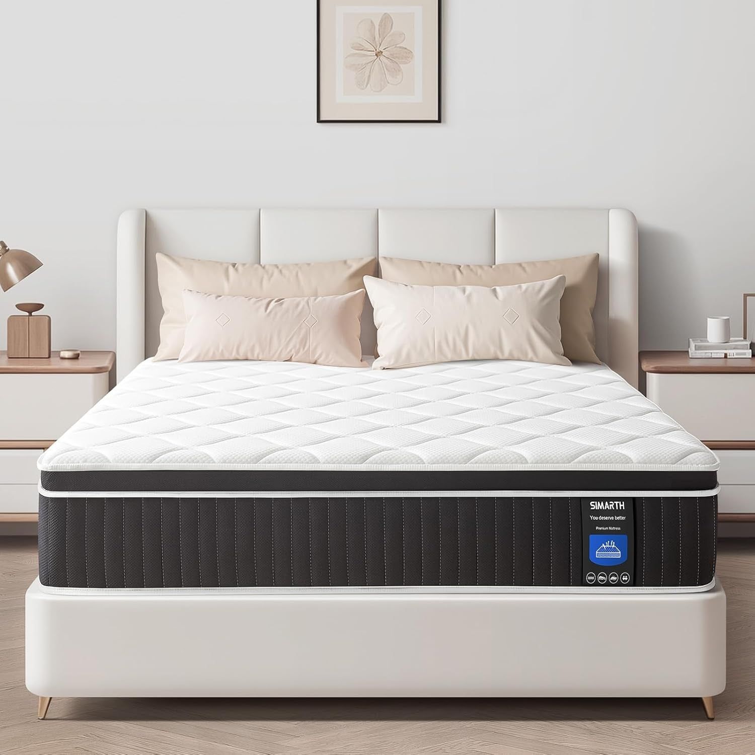Queen Size Mattress 14 Inch, Upgrade Strengthen Queen Hybrid Mattresses in a Box, Memory Foam and Individually Pocketed Springs for Support and Pressure Relief, Medium Firm