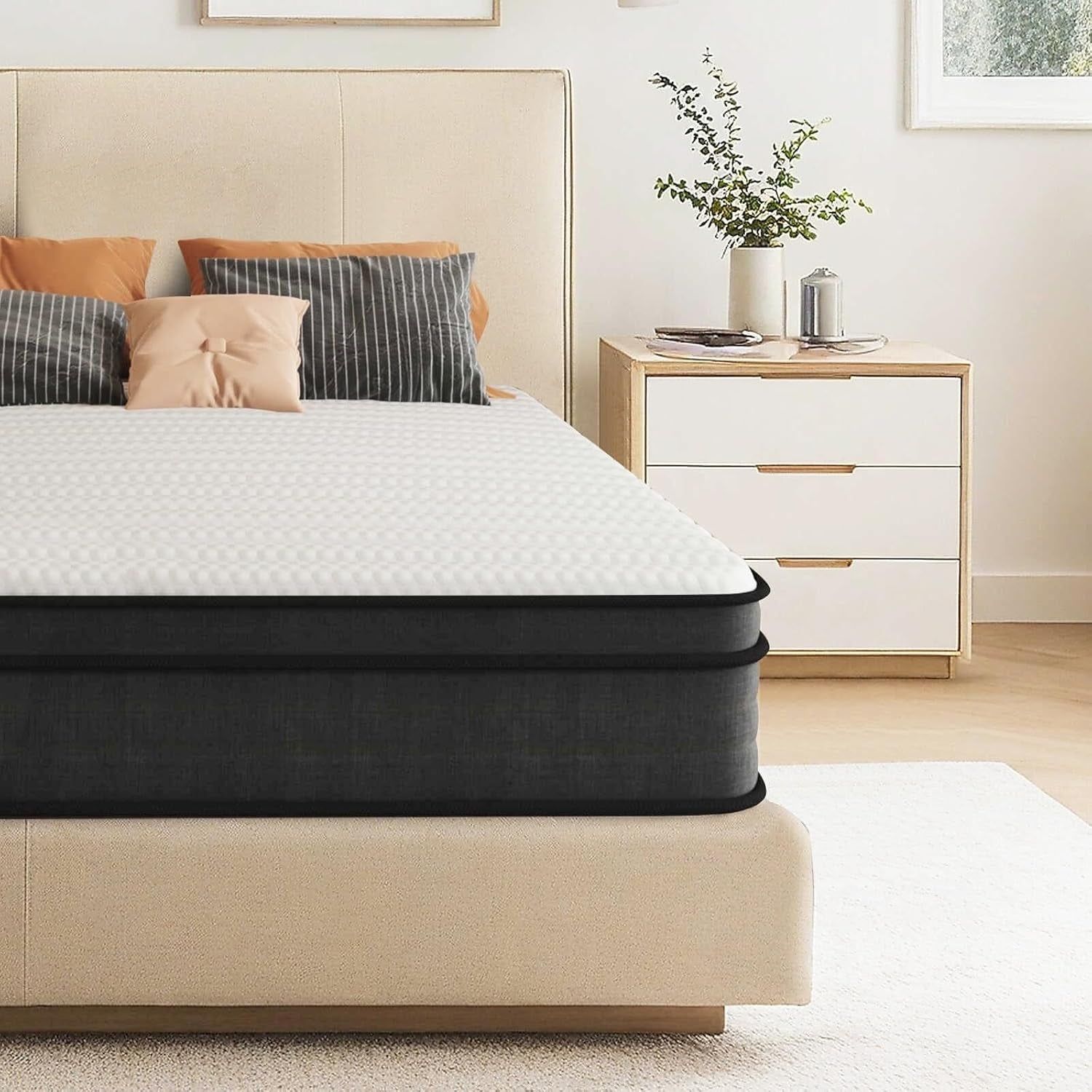 Queen Mattress, 10 Inch Hybrid Memory Foam Mattresses in a Box with Individual Pocket Spring for Motion Isolation &amp; Silent Sleep, Certipur-Us