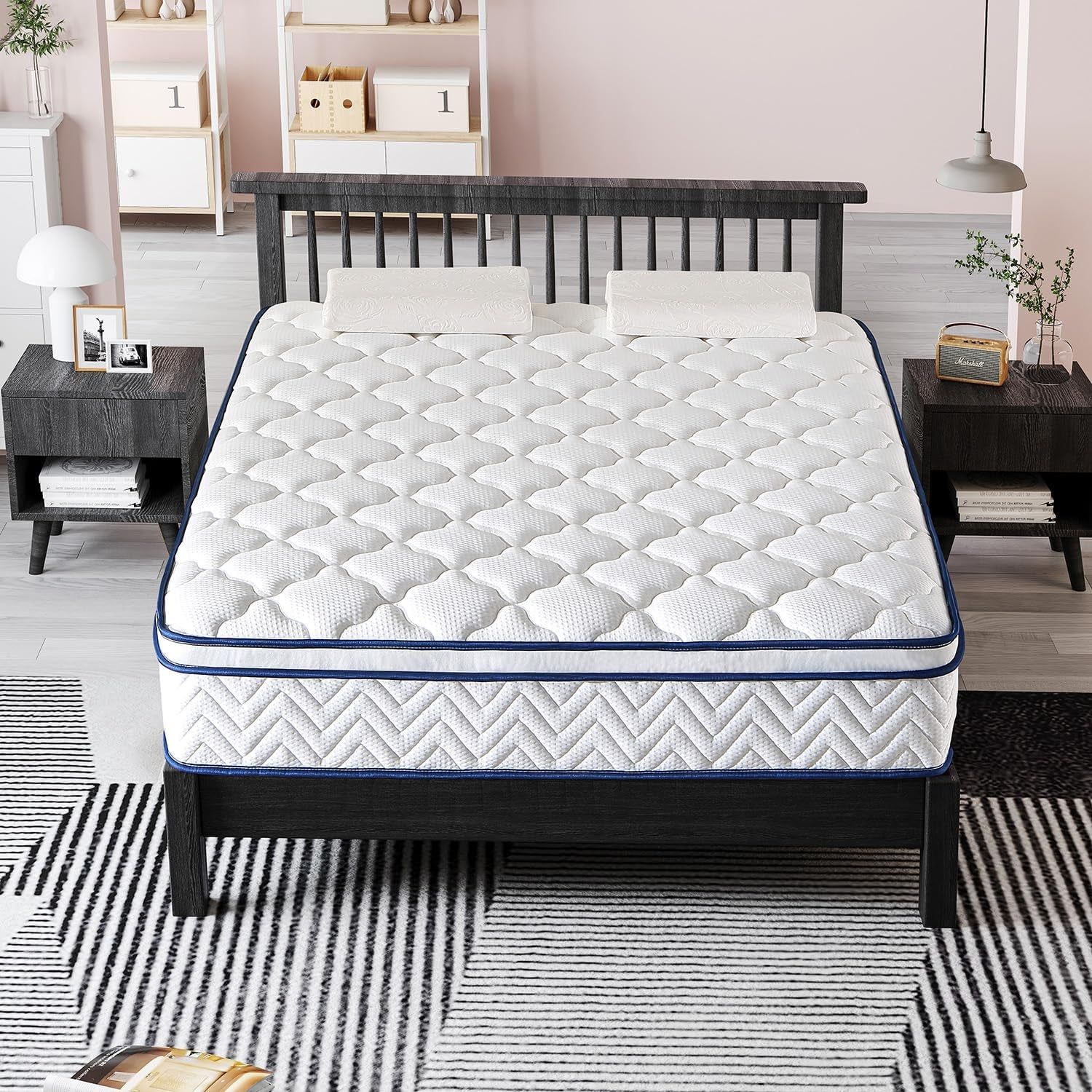 Full Size Mattress, 12 Inch Hybrid Mattress in a Box, Memory Foam Individually Wrapped Pocket Coils Innerspring Pressure Relief, Medium Firm