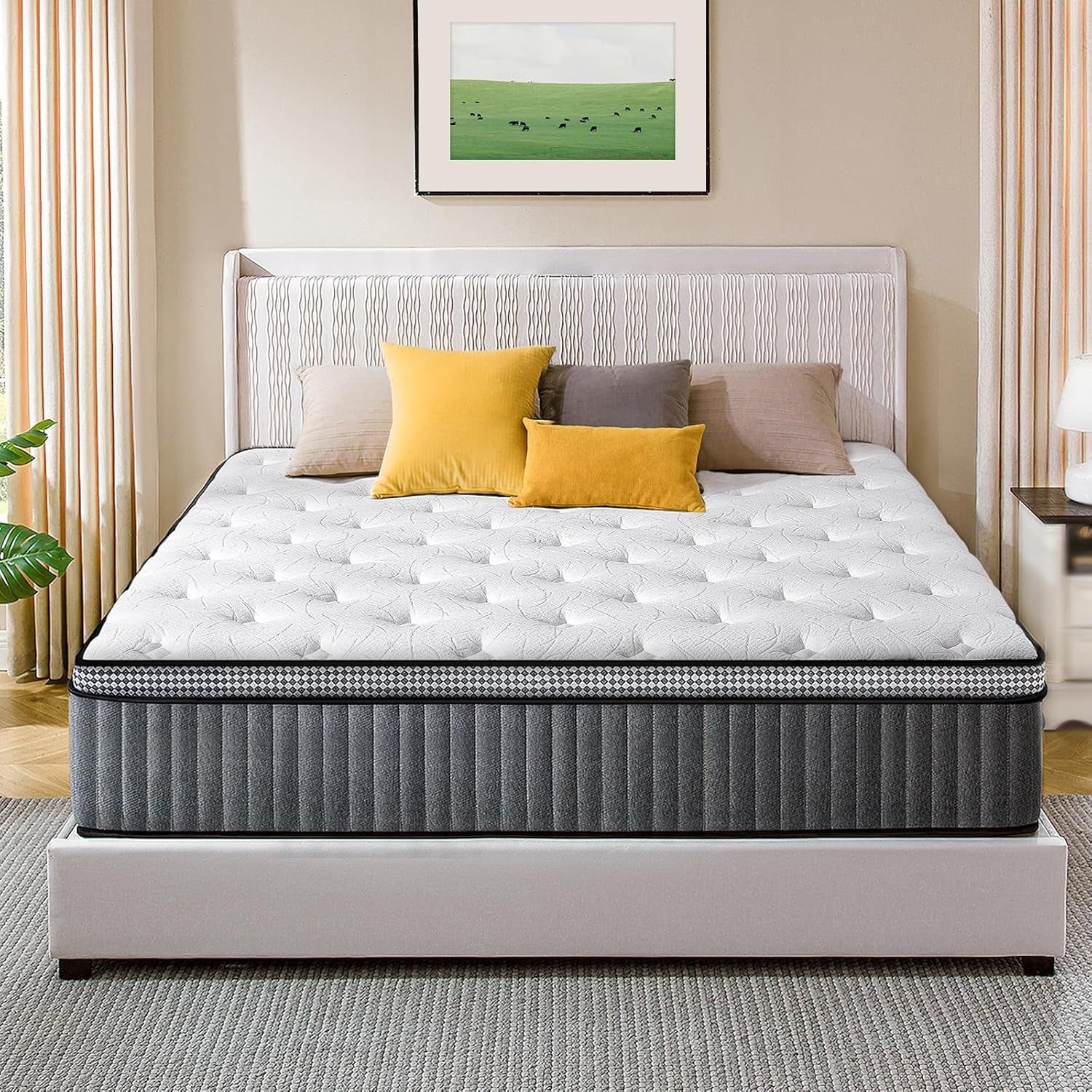 Mattress Queen Size, 12 Inch Hybrid Queen Mattresses in a Box, with Gel Memory Foam, Pocket Springs for Motion Isolation, Medium Firm Matress, Certipur-Us, 100-Night Trial, 60&quot;X80&quot;X12&quot;