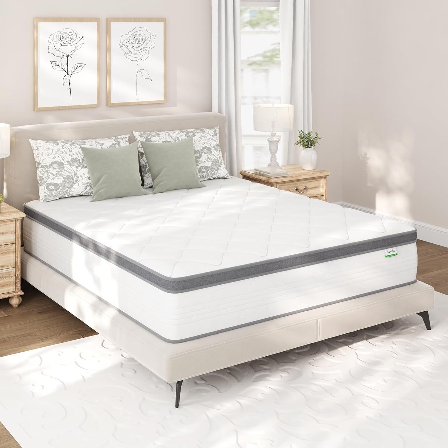 Queen Size Mattress 10 Inch, Queen Mattress in a Box Hybrid, Pocket Innerspring with Foam Layer for Motion Isolation &amp; Pressure Relief,Soft Feel but Supportive,Certipur-Us