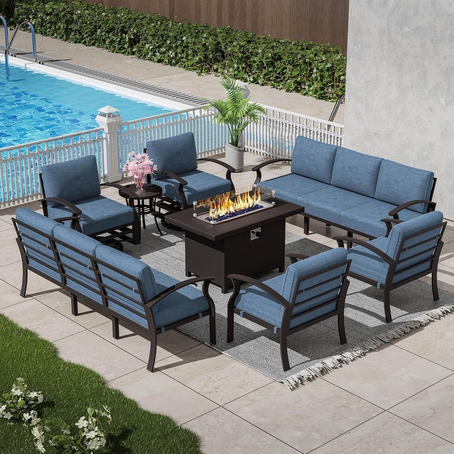 Modern Outdoor Patio Furniture Set with Fire Pit
