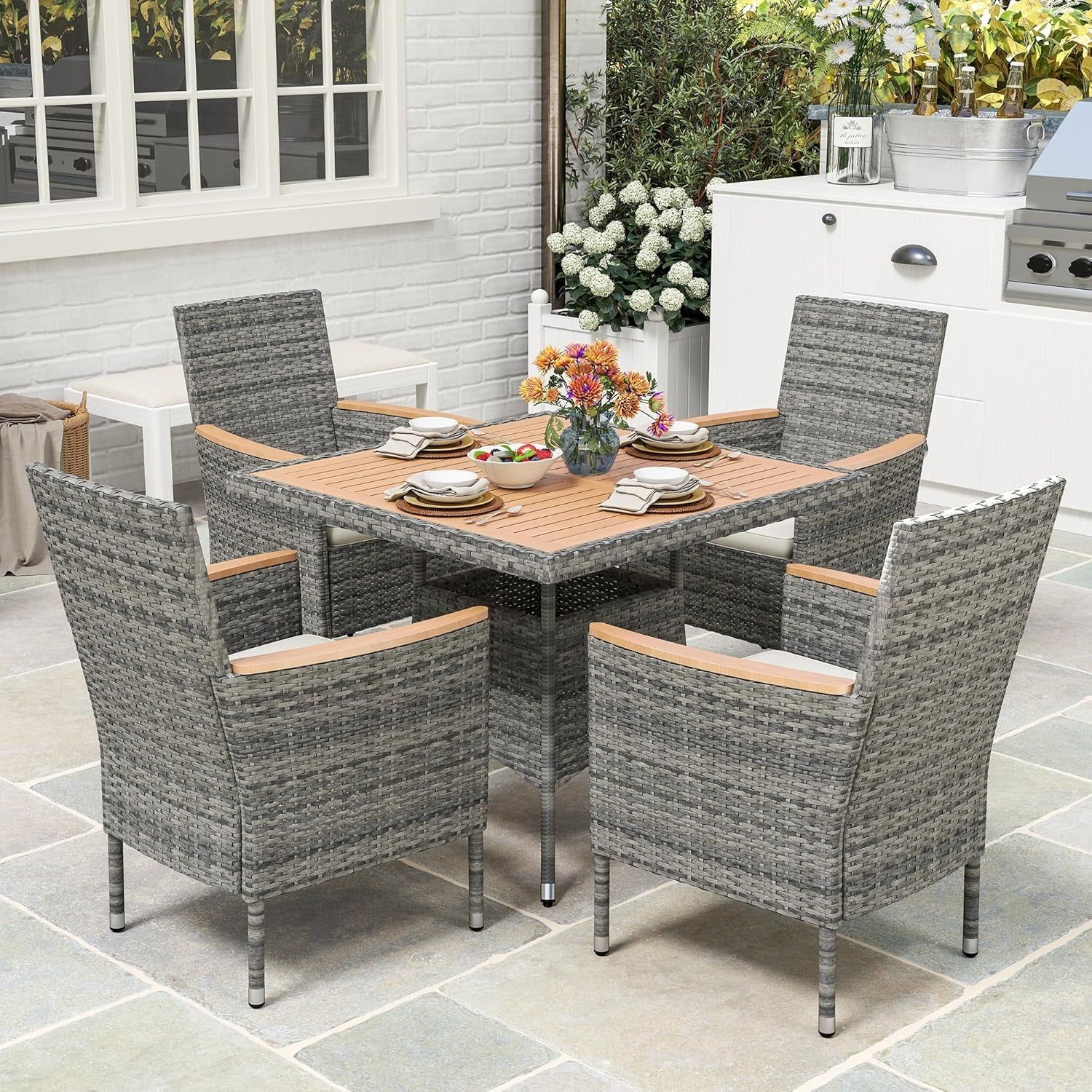 All Weather Rattan Patio Dining Set for Four