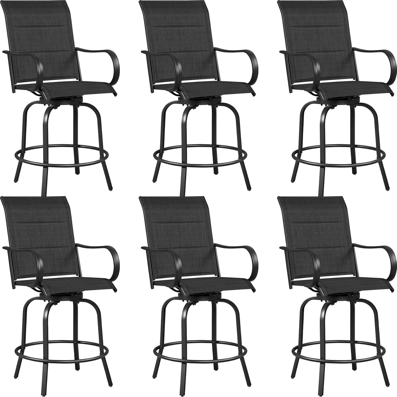 Quick-Drying Outdoor Bar Stools with High Back Support